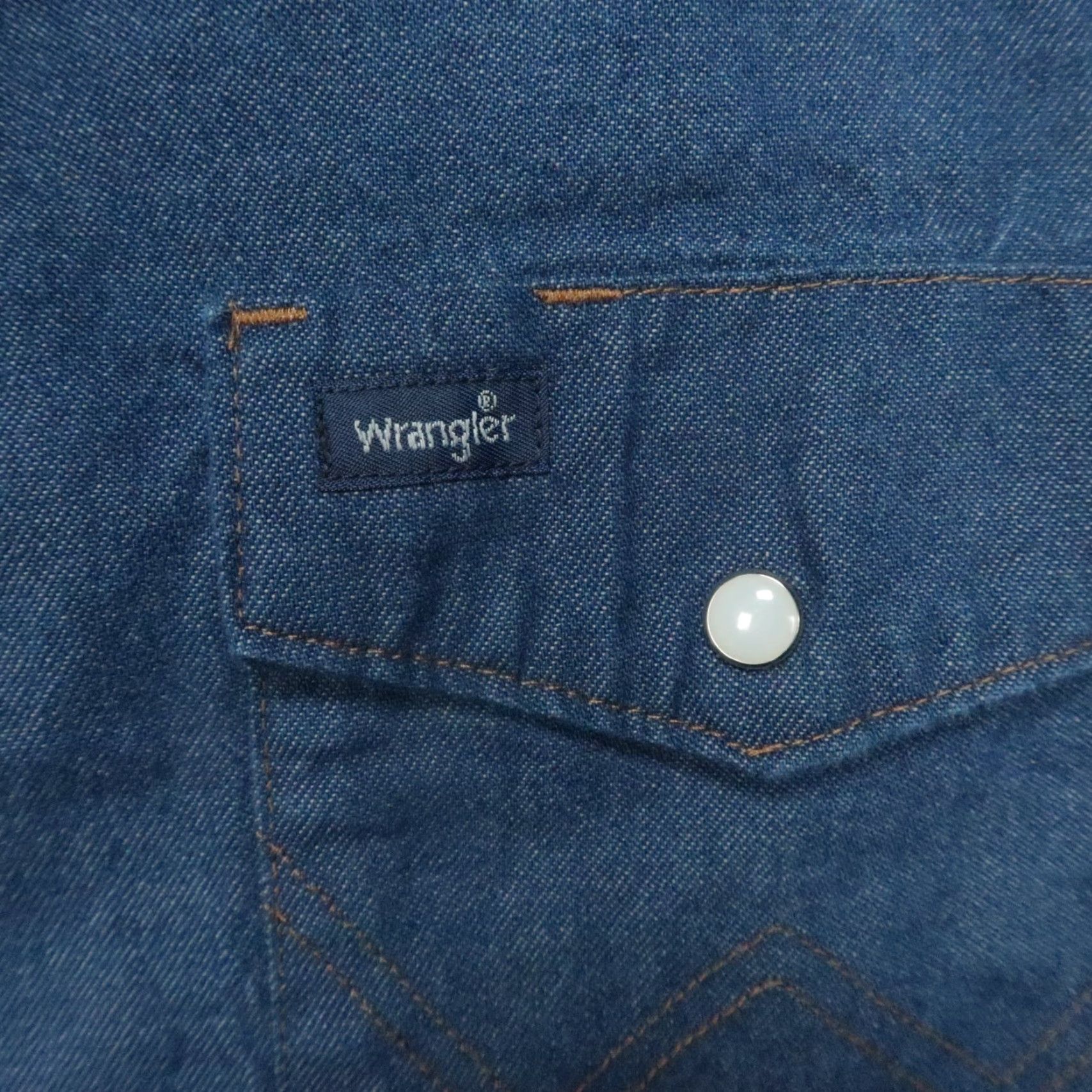 Wrangler Wrangler Shirt Mens 2XL Blue Denim Pearl Snap Long Sleeve Pocket Button-Up Size US XXL / EU 58 / 5 - 4 Thumbnail