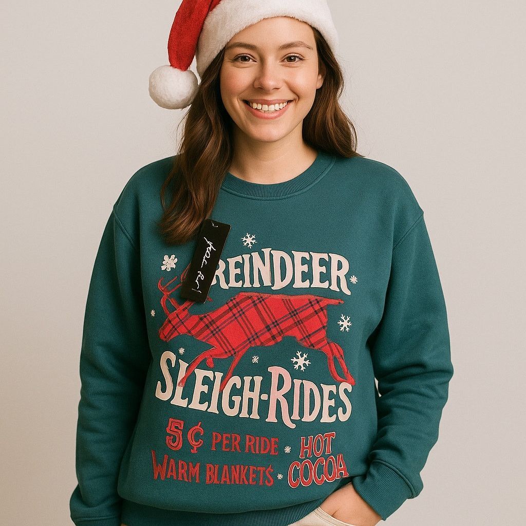 Other Cozy Christmas Reindeer Graphic Sweatshirt Green joei & i S Size S / US 4 / IT 40 - 1 Thumbnail