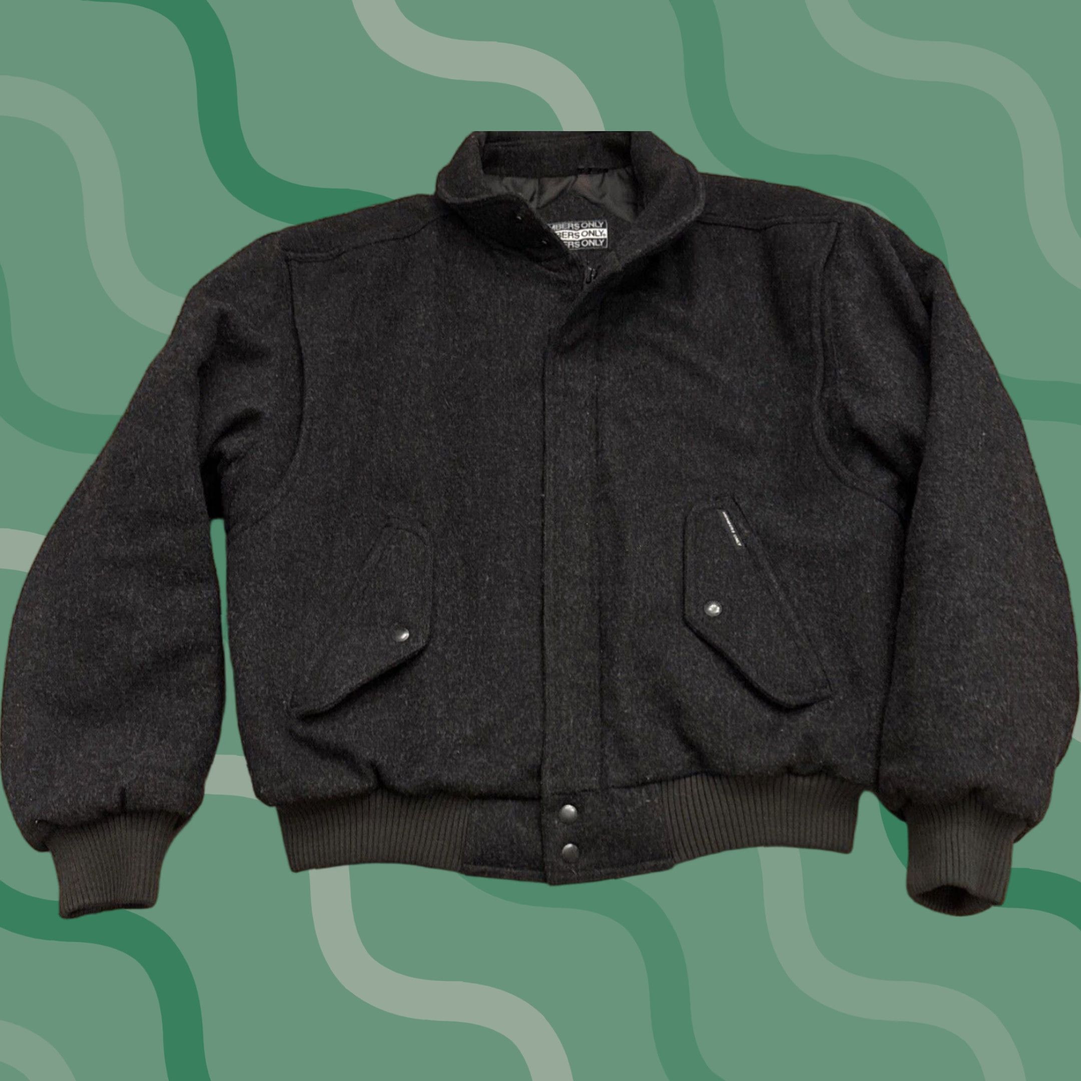 Members Only VINTAGE Members Only Wool Bomber Jacket Mens 42 Dark Heather Gray Full Zip Pockets 80s Bohemian Retro Size US XS / EU 42 / 0 - 1 Thumbnail