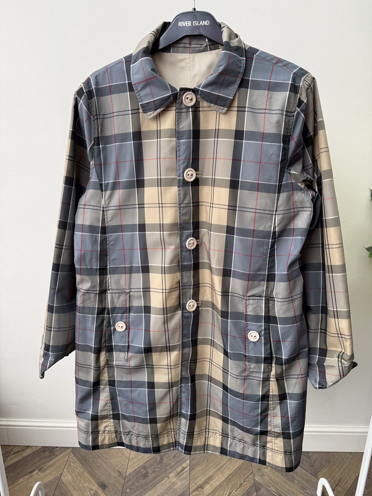 Barbour Vintage Barbour Reversible Derby Jacket Coat Beige Check Size L / US 10 / IT 46 - 6 Thumbnail