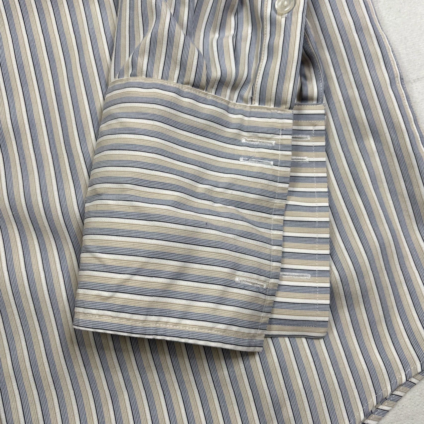 Tasso Elba Tasso Elba Dress Shirt Men L Regular Fit French Cuff Non Iron Striped Multicolor Size 42R - 6 Thumbnail