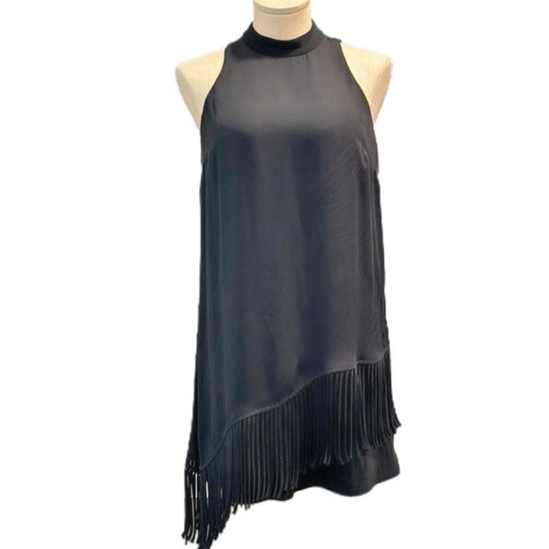 Other Naked Zebra Black Sleeveless Asymmetrical Fringe Dress Sz M Size M / US 6-8 / IT 42-44 - 2 Thumbnail