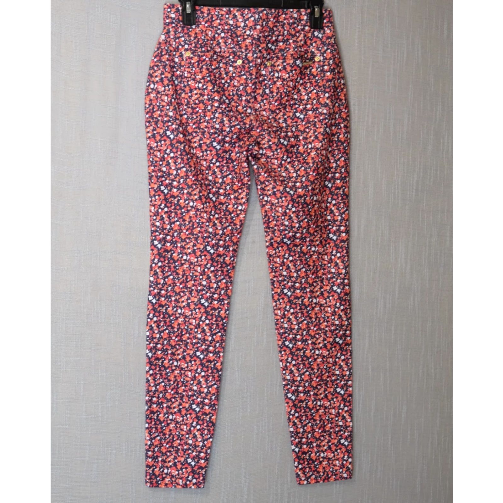Michael Kors Michael Kors Skinny Jeans Jegging Pull On Floral Womens S Navy/Red/Orange Red/Pink/White XS? No, size S. Size 28" / US 6 / IT 42 - 5 Thumbnail