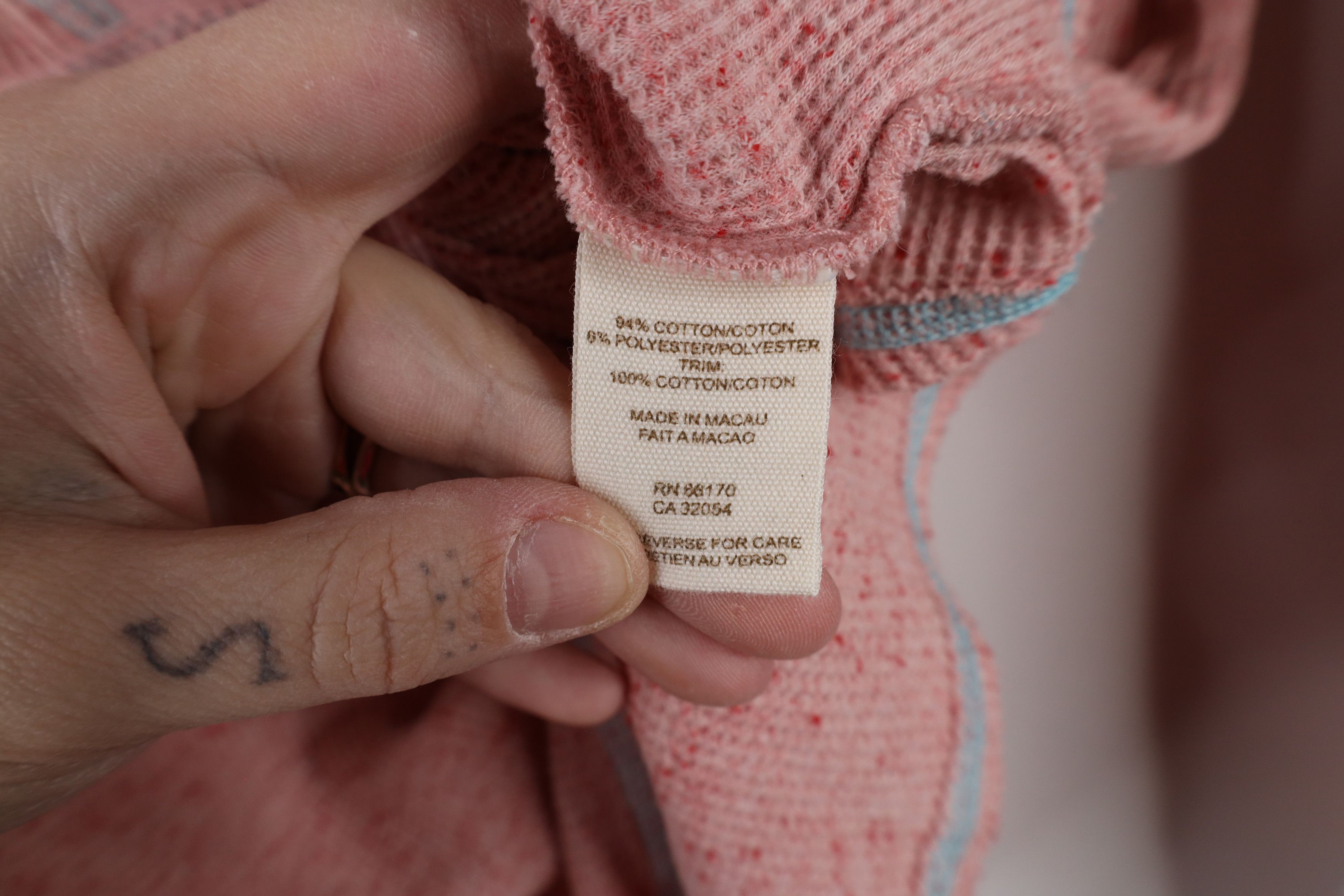 Free People × Vintage Free People Bella Thermal Waffle Knit Hoodie Pink Fleck Size M / US 6-8 / IT 42-44 - 8 Thumbnail
