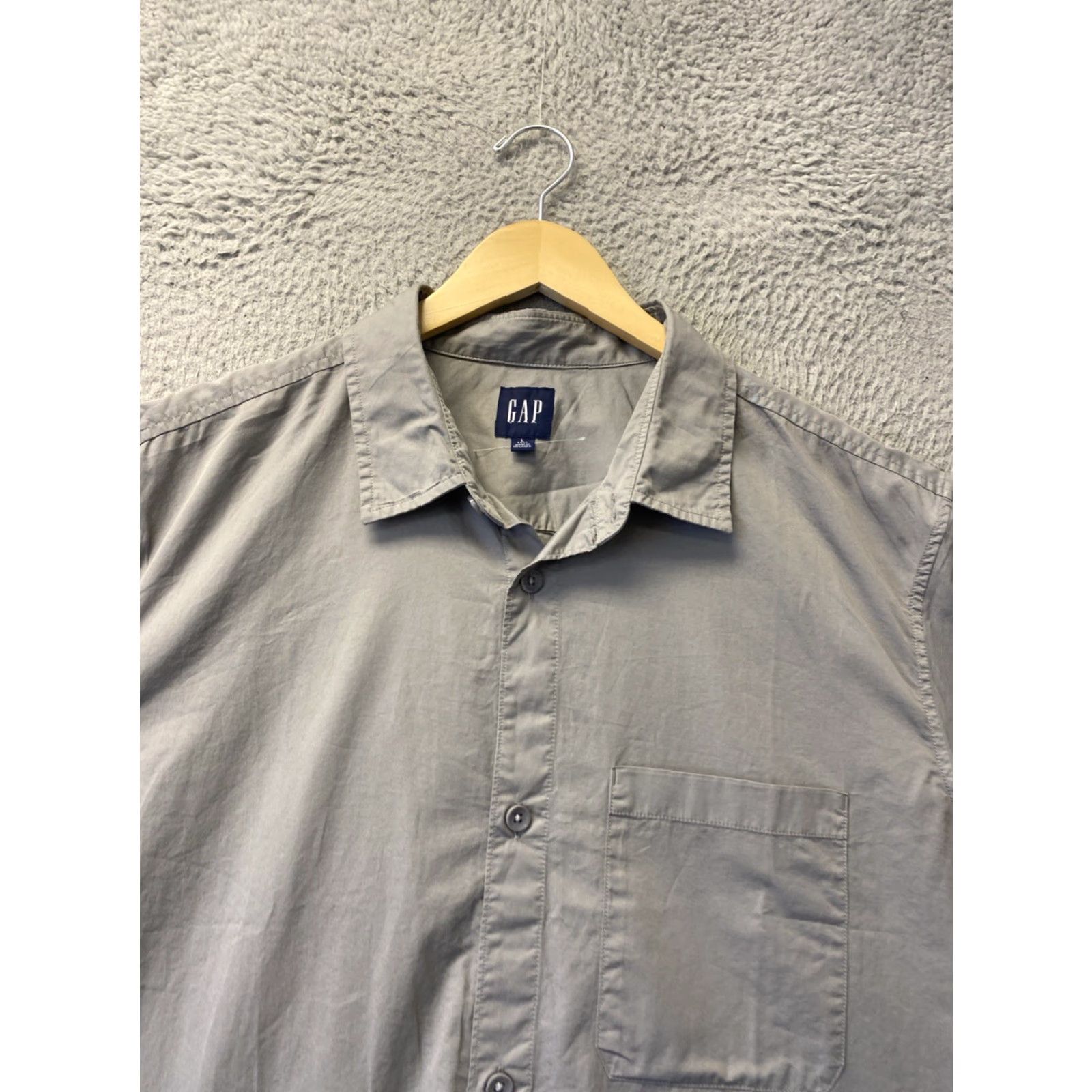 Gap GAP Button-Down Shirt Chino Men L Large Gray Solid Casual Workwear 90s Western Hipster Cadence? Size US L / EU 52-54 / 3 - 3 Thumbnail