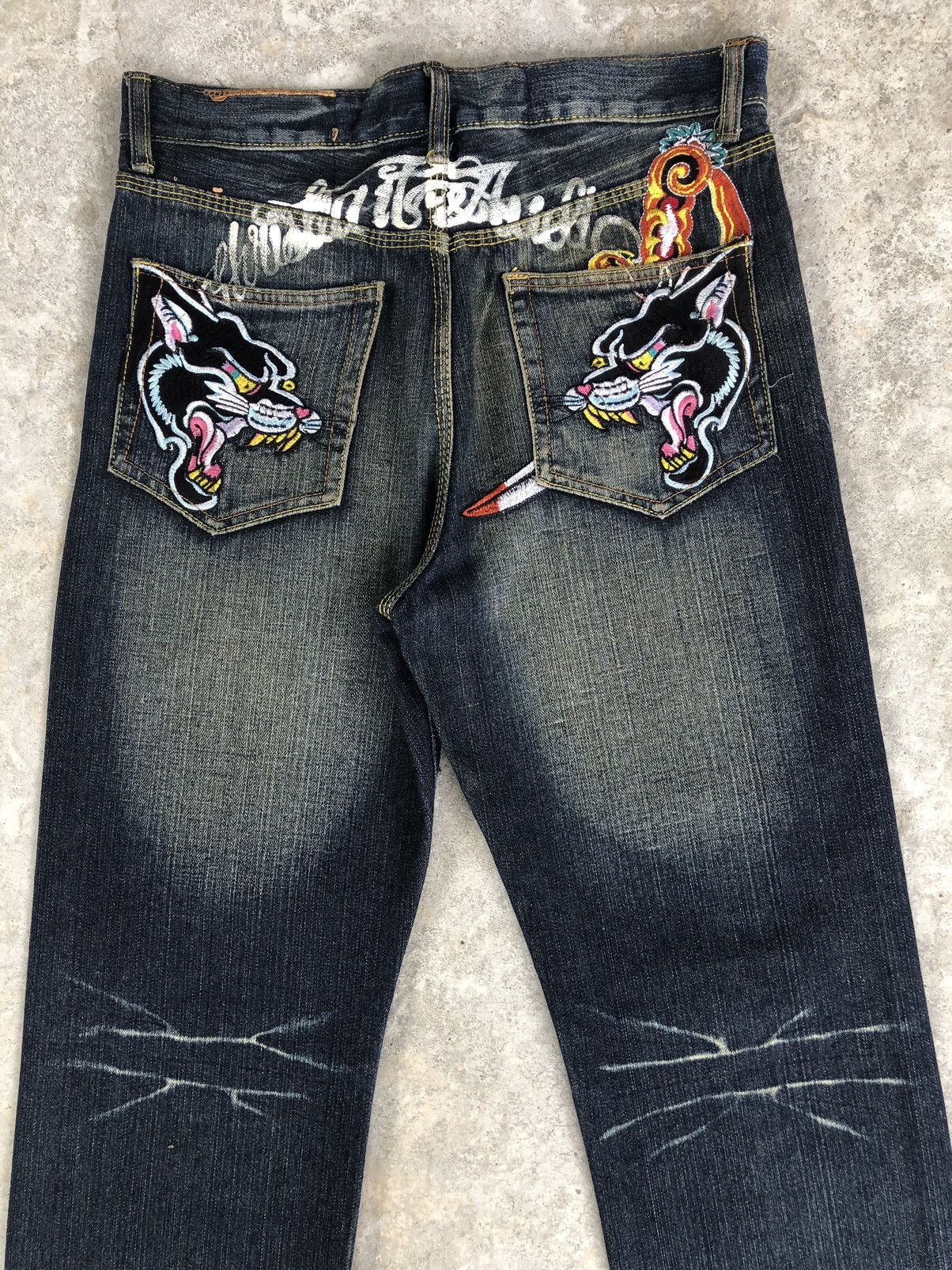 Christian Audigier Ed Hardy Embroidered Jeans Distressed Jeans Size US 32 / EU 48 - 8 Thumbnail