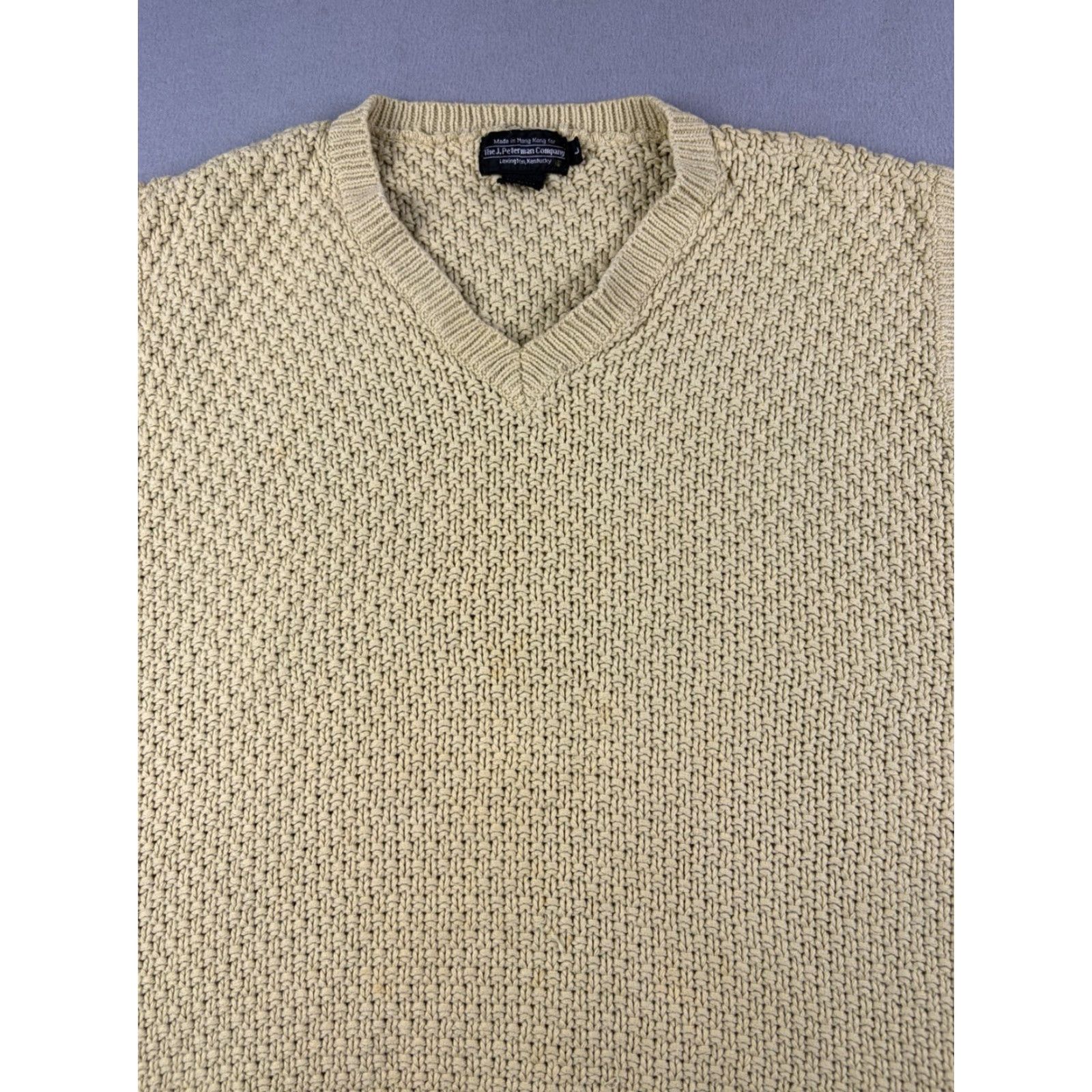 Vintage VINTAGE The J. Peterman Company Sweater Vest Mens L Green Chunky-Knit Cotton V-Neck 90s Mens Size US L / EU 52-54 / 3 - 2 Thumbnail