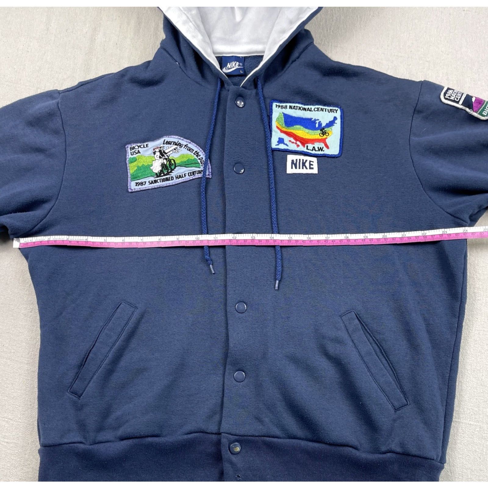Nike VINTAGE 80s Nike Hoodie Jacket Snap Blue Sportswear Cycling Sz L Mens Size US L / EU 52-54 / 3 - 7 Thumbnail