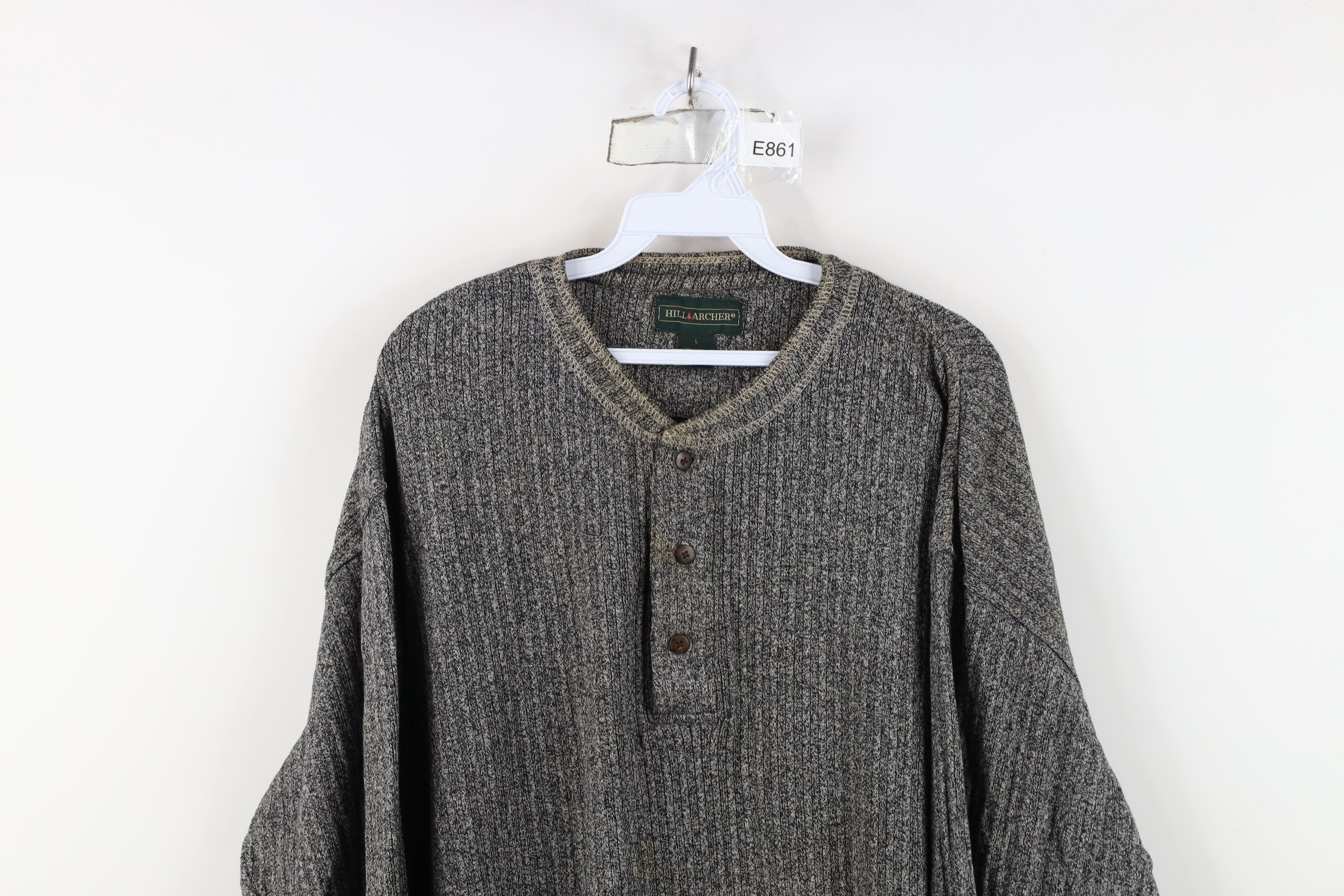 Vintage Vintage 90s Streetwear Heavy Ribbed Knit Henley T-Shirt Size US L / EU 52-54 / 3 - 2 Thumbnail