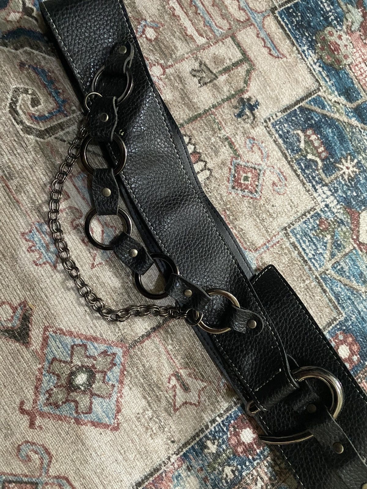 If Six Was Nine Black Wide belt with ring and chain Size ONE SIZE - 2 Thumbnail