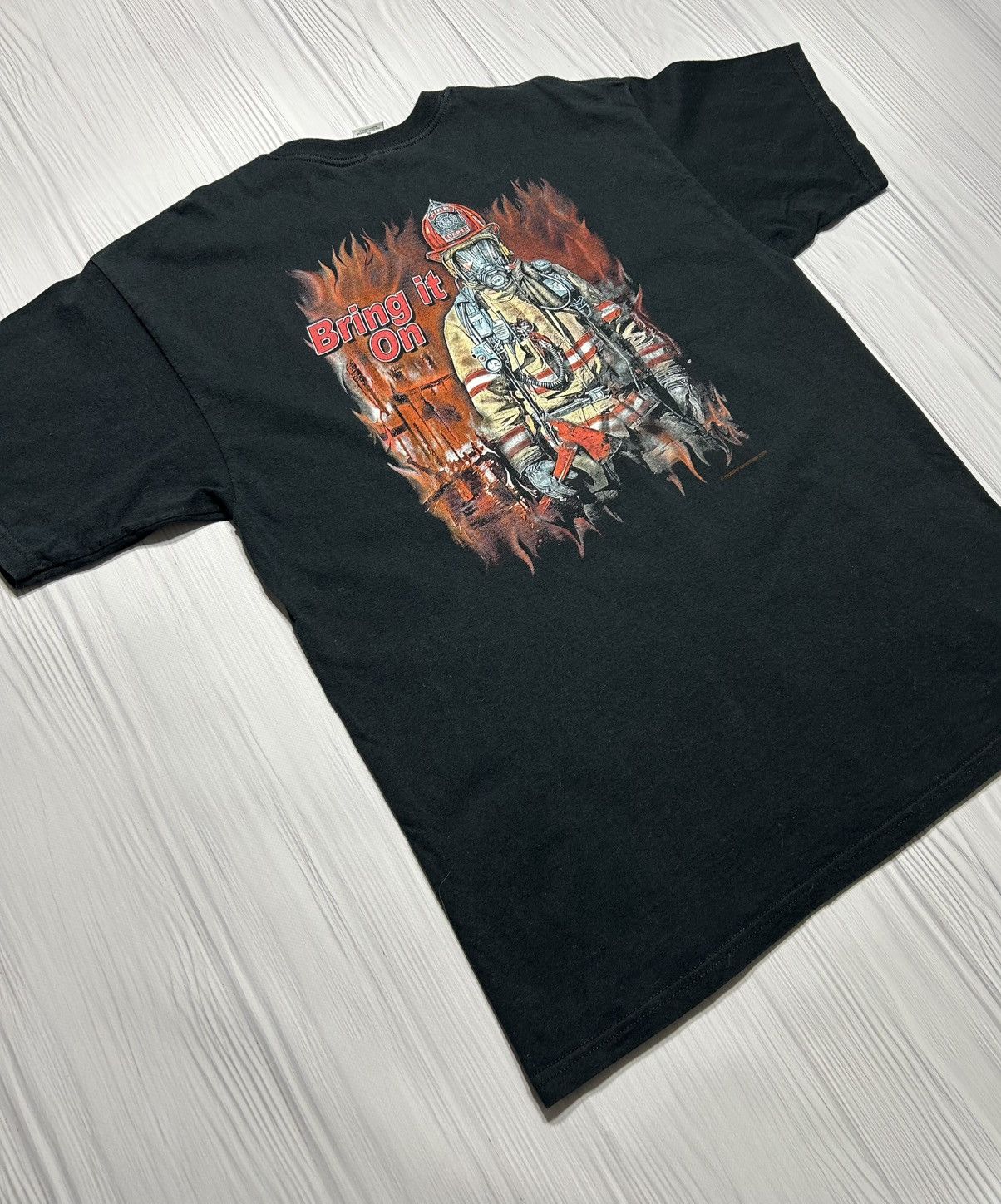 Vintage Vintage 2004 Fireman USA Bring It On T-Shirt Size US XL / EU 56 / 4 - 3 Thumbnail