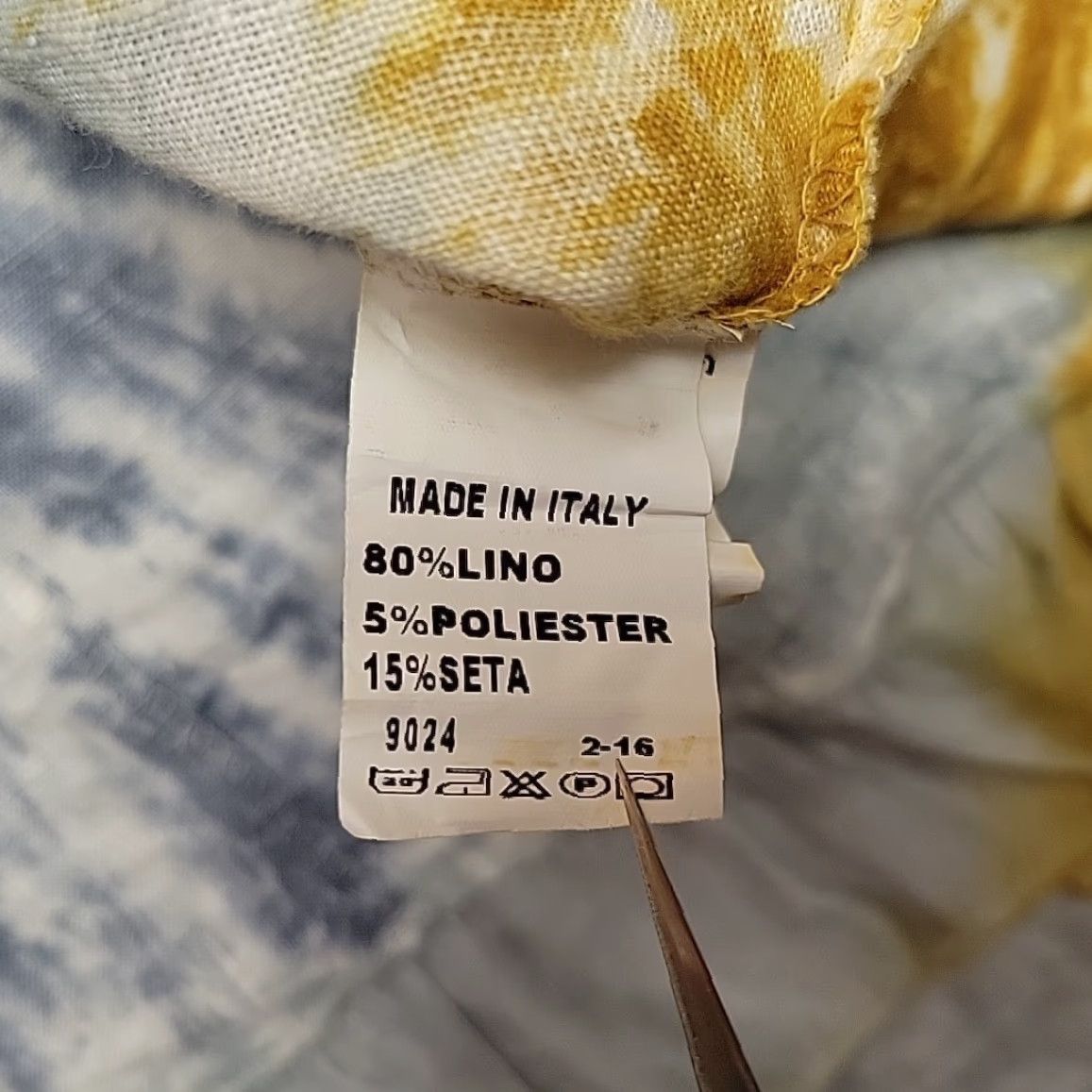 Vintage VINTAGE Made In Italy Tunic Womens M Yellow Blue Tie Dye Linen Silk Boho Ruffle Size M / US 6-8 / IT 42-44 - 5 Thumbnail