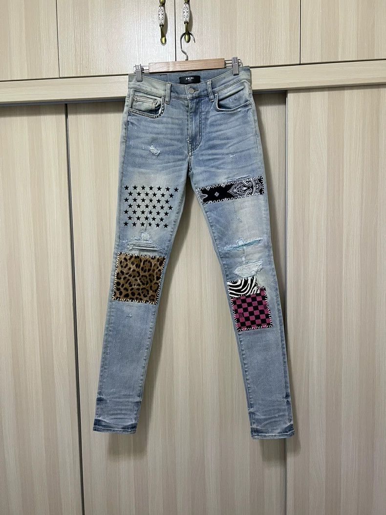 Amiri Amiri 19FW Artist mx1 Stitched Blue Jeans 2501-Nextarrow Size US 30 / EU 46 - 1 Thumbnail