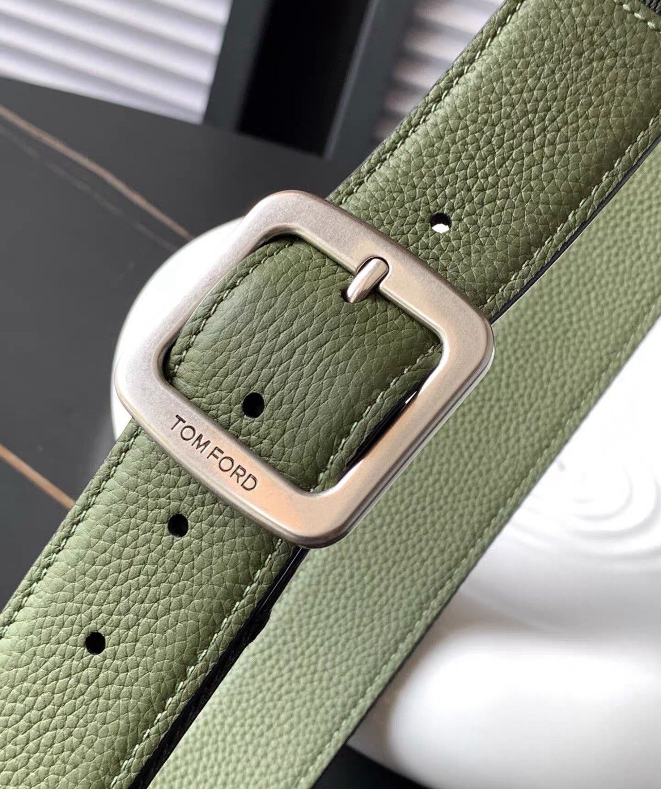 Tom Ford New W Box Tom Ford Leather Safari Green Buckle Belt Luxury Size ONE SIZE - 6 Thumbnail