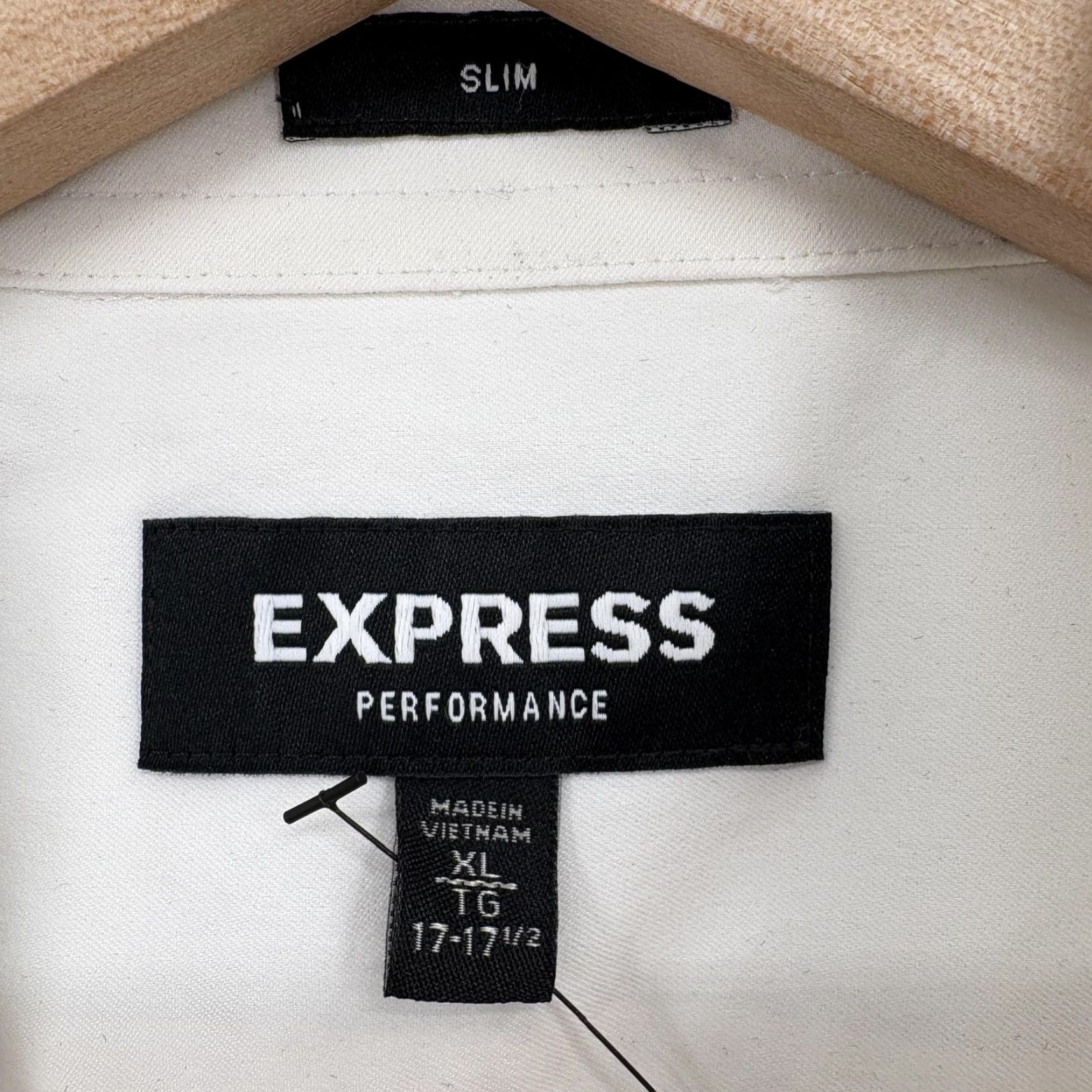 Express Express Dress Shirt Mens XL 17.5 34/35 White Slim Fit Stretch Moisture Wicking Shirt Size 46R - 3 Thumbnail