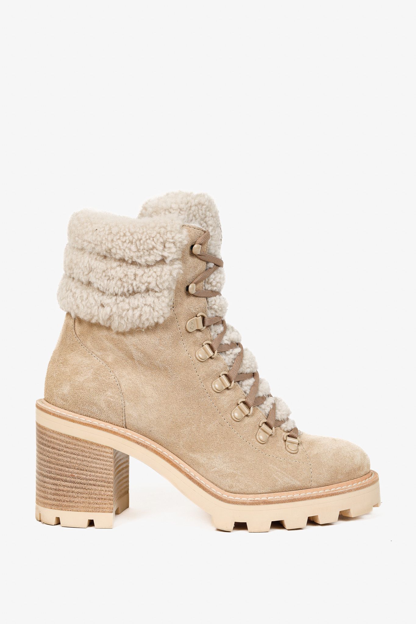 Jimmy Choo Jimmy Choo Eshe Stucco Suede Flat Shearling Hiking Boots Size US 8.5 / IT 38.5 - 1 Thumbnail