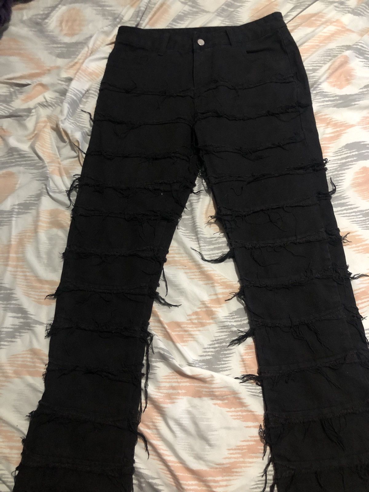 Black flared denim jeans