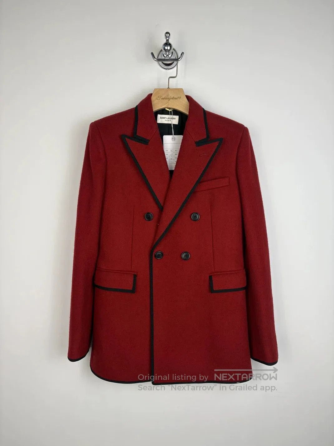 Saint Laurent Paris Saint Laurent Red Double-Breasted Wool Blazer. Size XS / US 0-2 / IT 36-38 - 1 Thumbnail