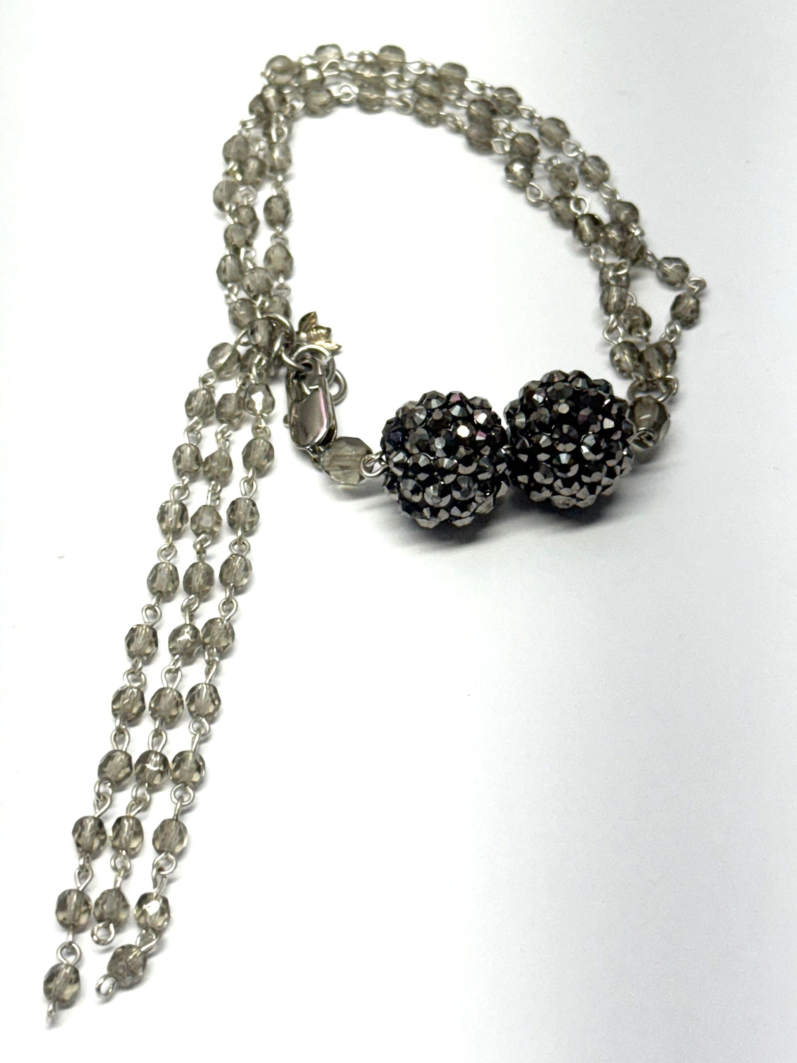 Vintage Vintage gray crystal beaded tassel rhinestone bracelet Size ONE SIZE - 3 Thumbnail