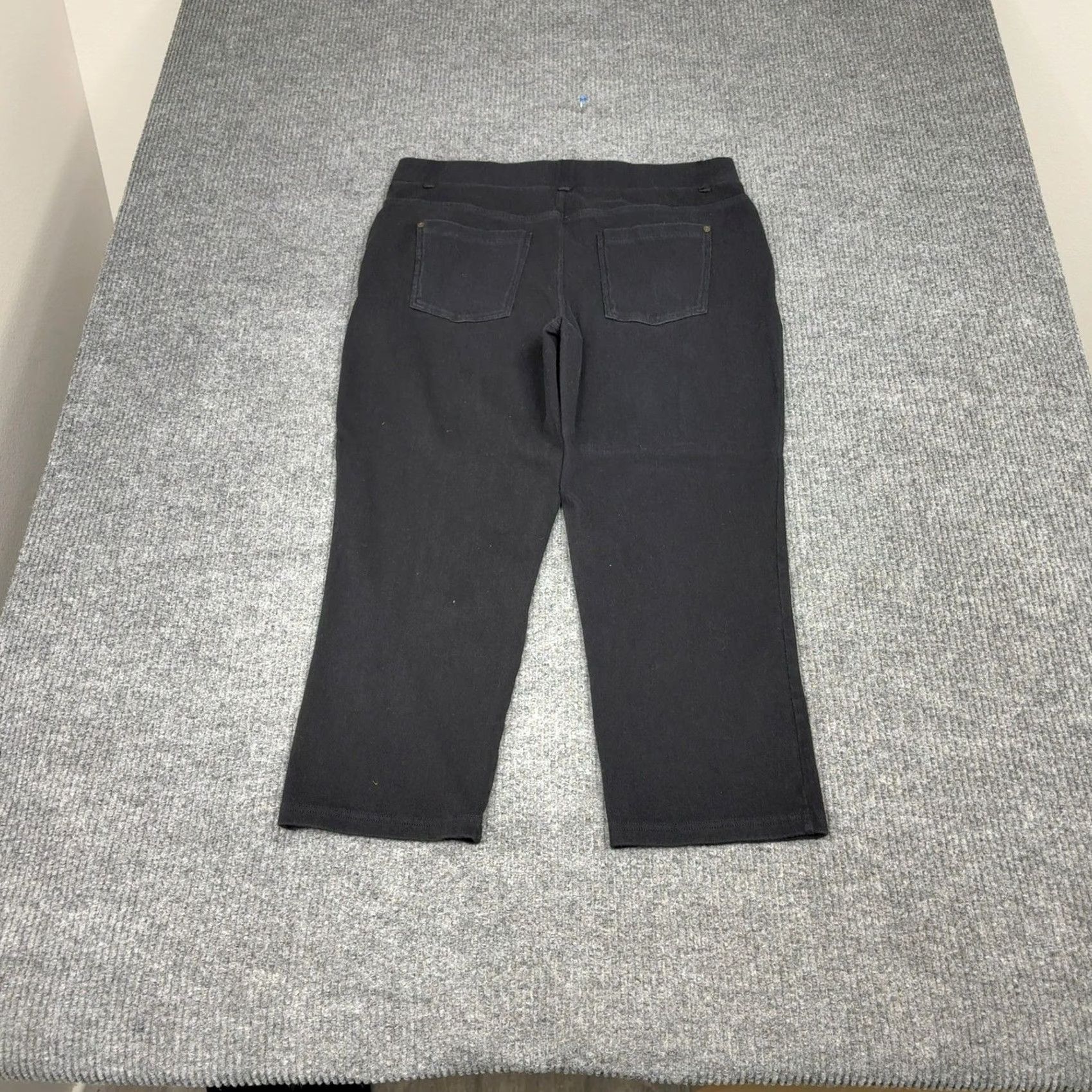 Vintage LL Bean Pants Womens L Black Pull On Stretch Comfort Straight Leg Twill Size 36" / US 14 / IT 50 - 3 Thumbnail