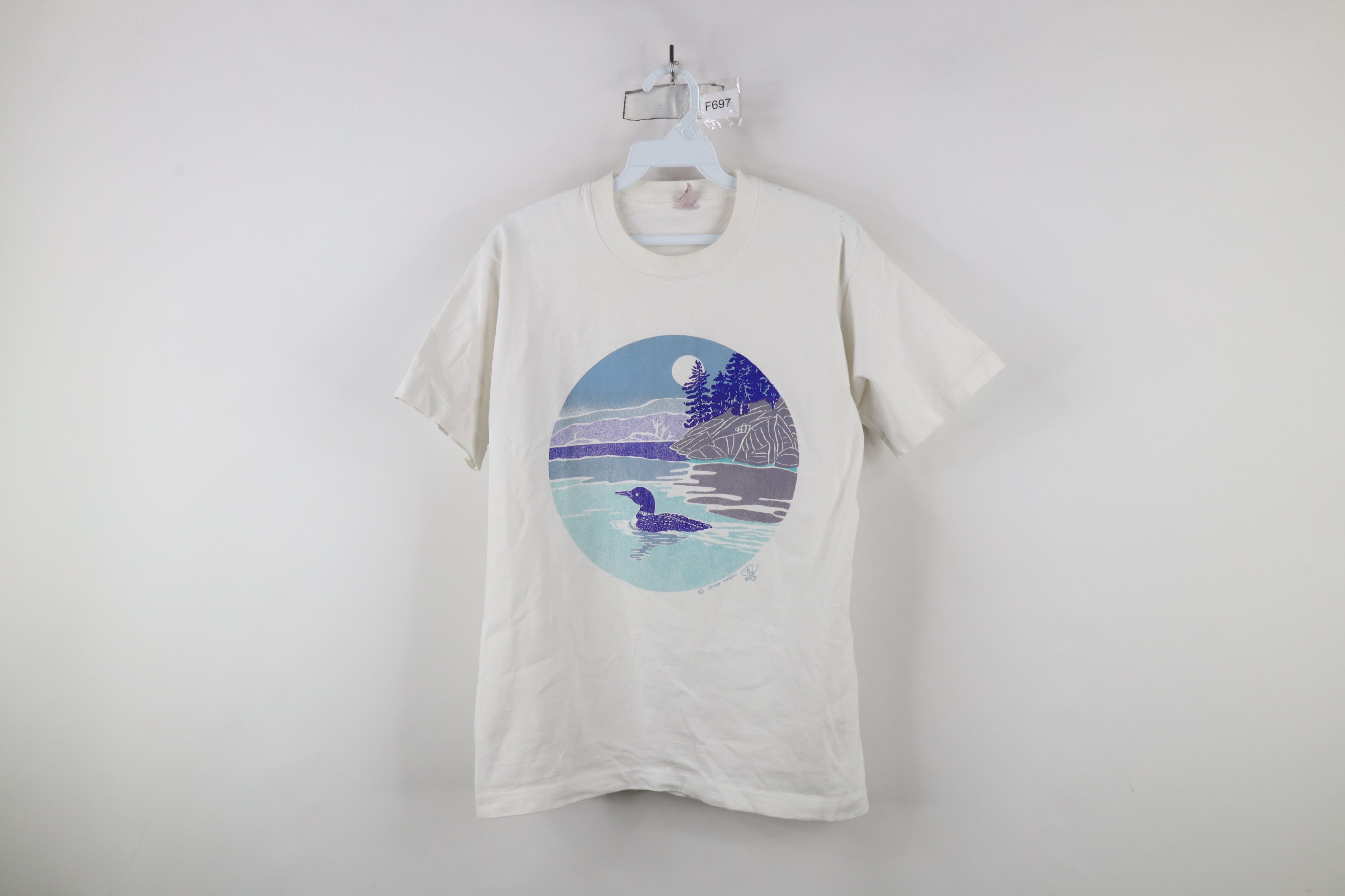 Vintage Vintage 90s Streetwear Nature Duck Lake T-Shirt White Size M / US 6-8 / IT 42-44 - 1 Thumbnail