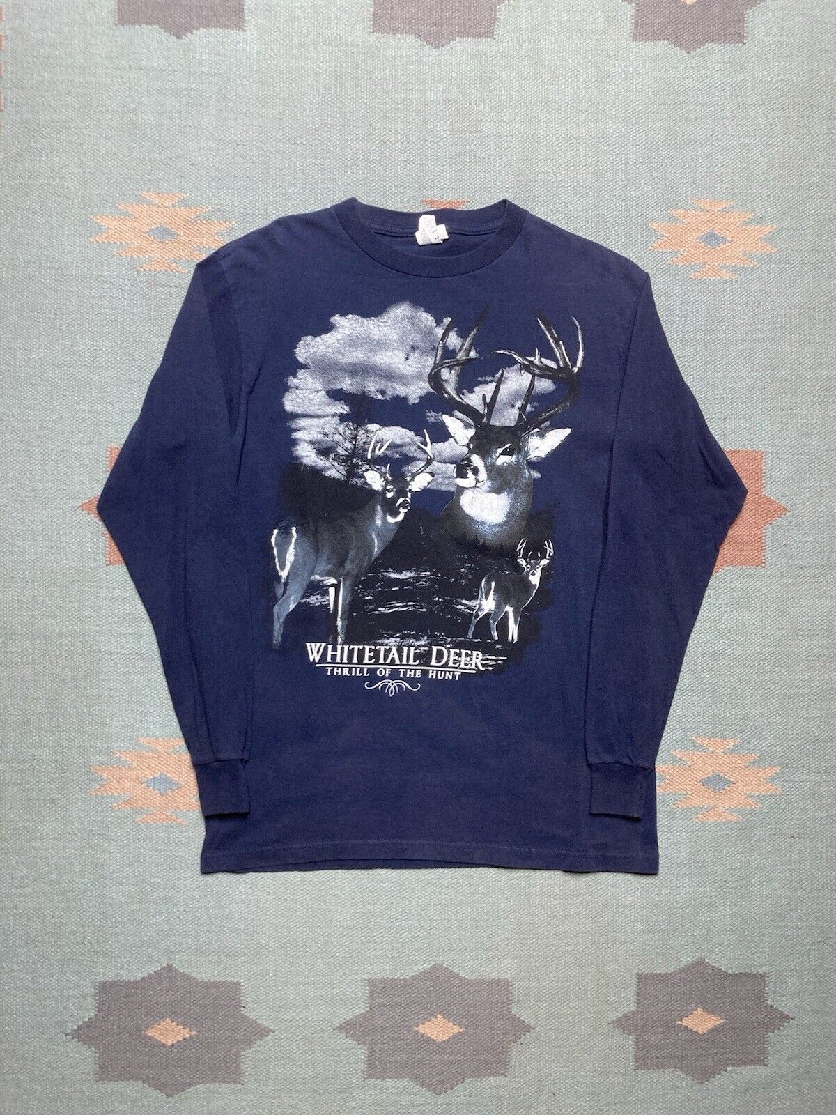 Vintage VTG graphic t shirt whitetail deer thrill of the hunt medium Size US M / EU 48-50 / 2 - 1 Thumbnail