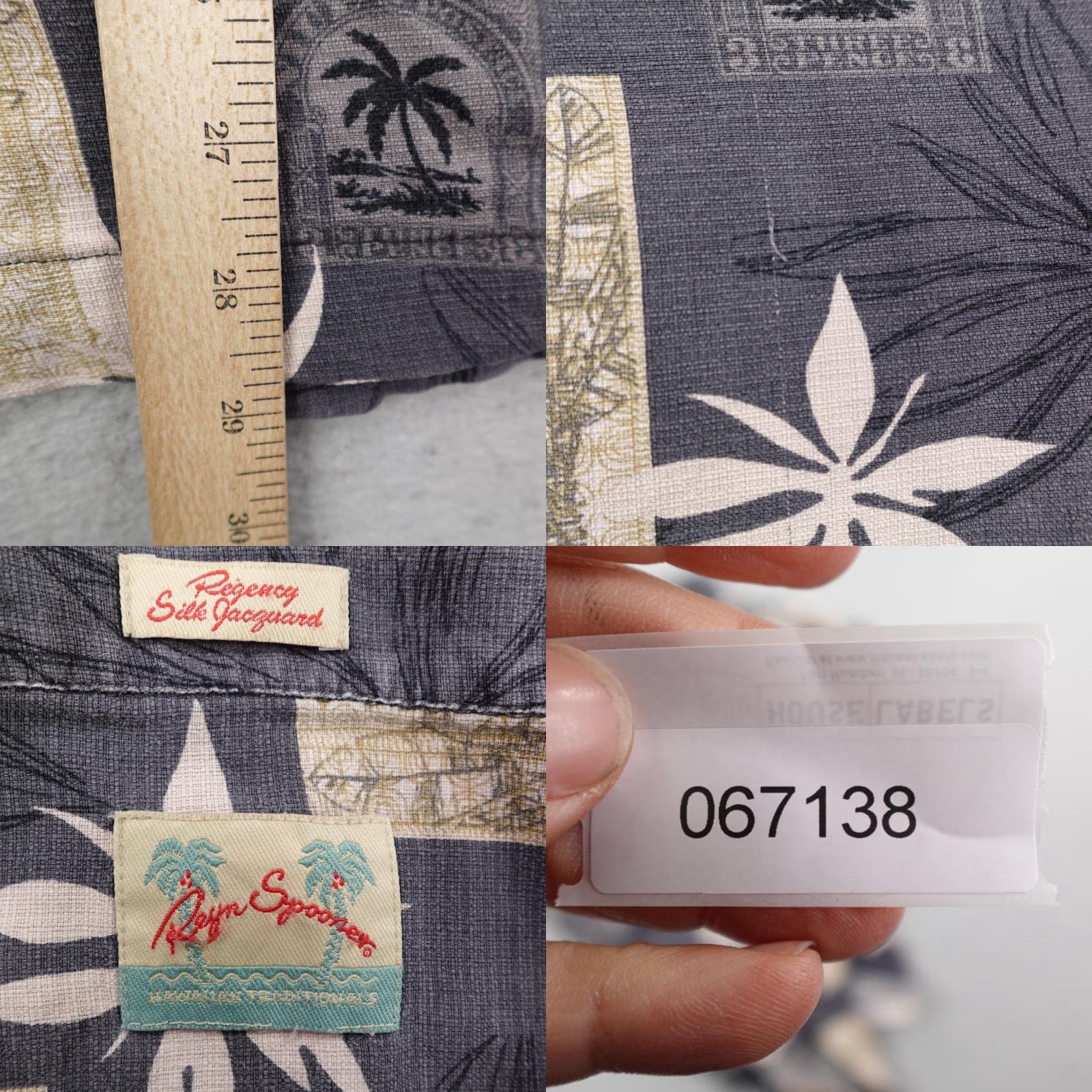 Reyn Spooner Reyn Spooner Shirt Mens XL Gray Hawaiian Aloha Palm Floral Silk Jacquard Camp Size US XL / EU 56 / 4 - 8 Thumbnail