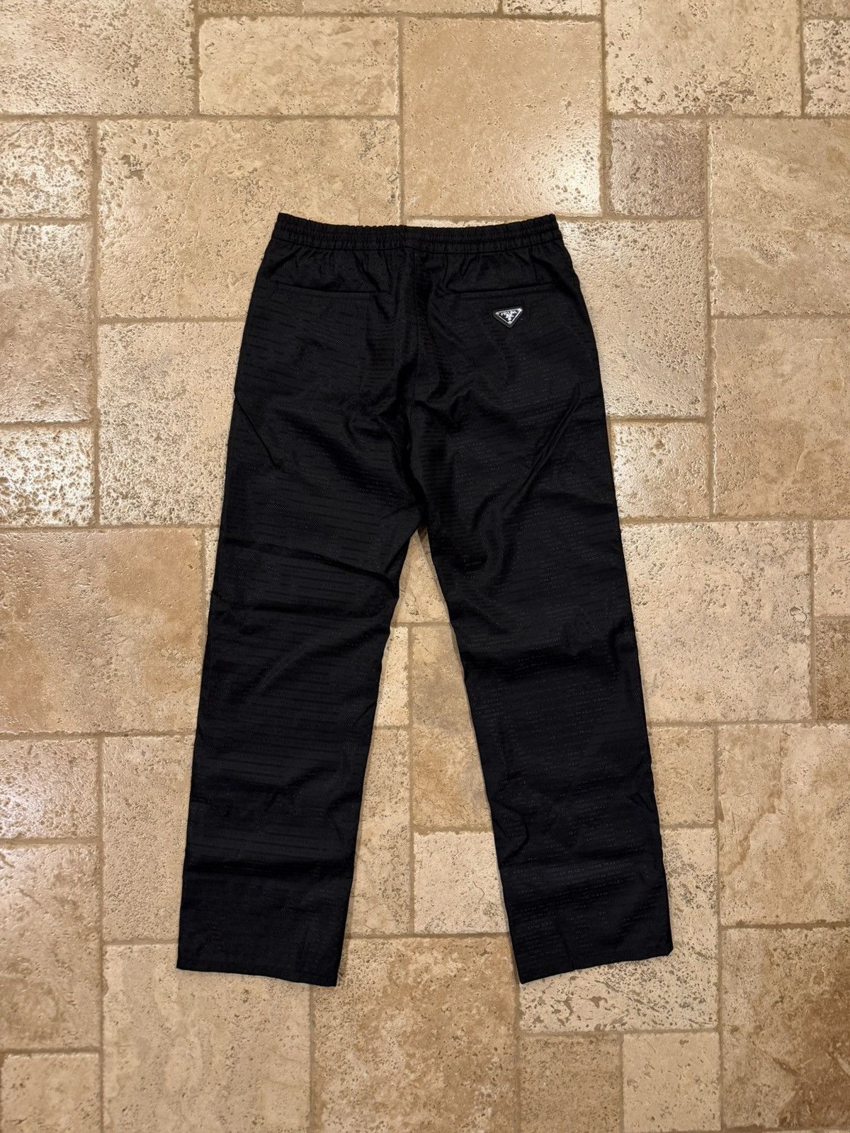 Prada Prada Re-Nylon Tonal Logo Print Monogram Black Track Pants Size US 36 / EU 52 - 1 Thumbnail