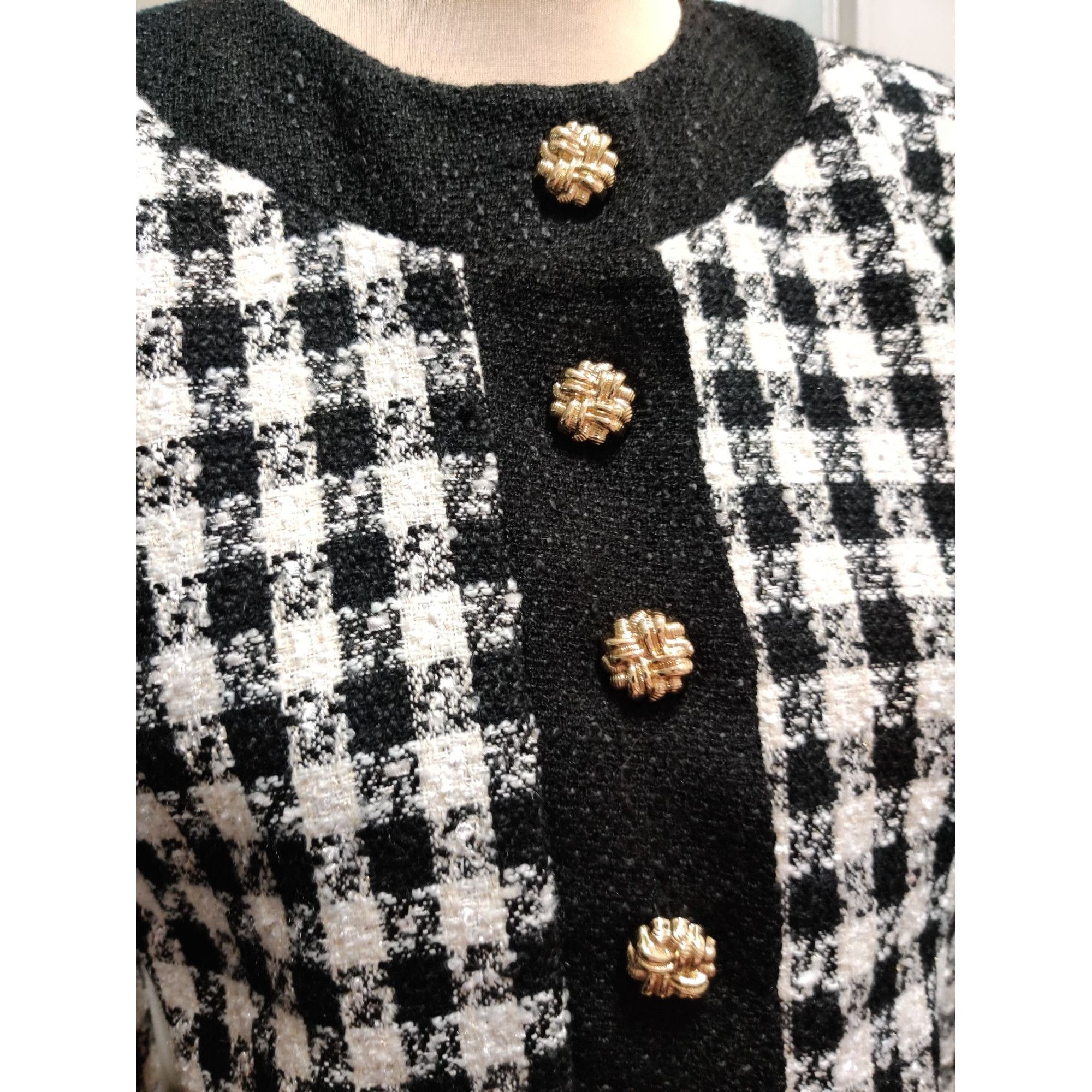 Other Alexia Admor Jacket Size 6 Cropped Tweed Black White Houndst Size M / US 6-8 / IT 42-44 - 8 Thumbnail
