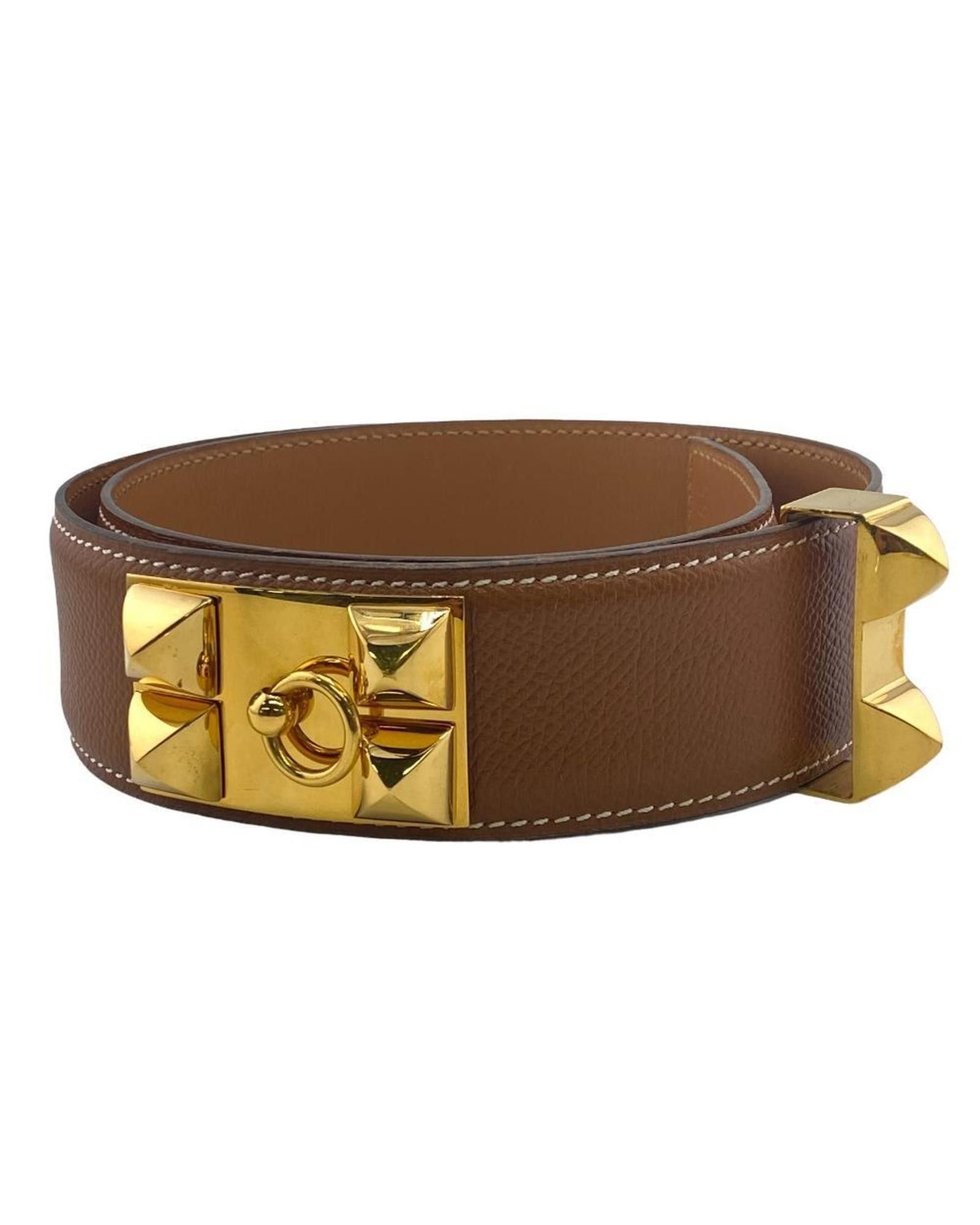 image of Hermes Brown Leather Standard Belt With Classic Style And Exquisite Craftsmanship, Women's
