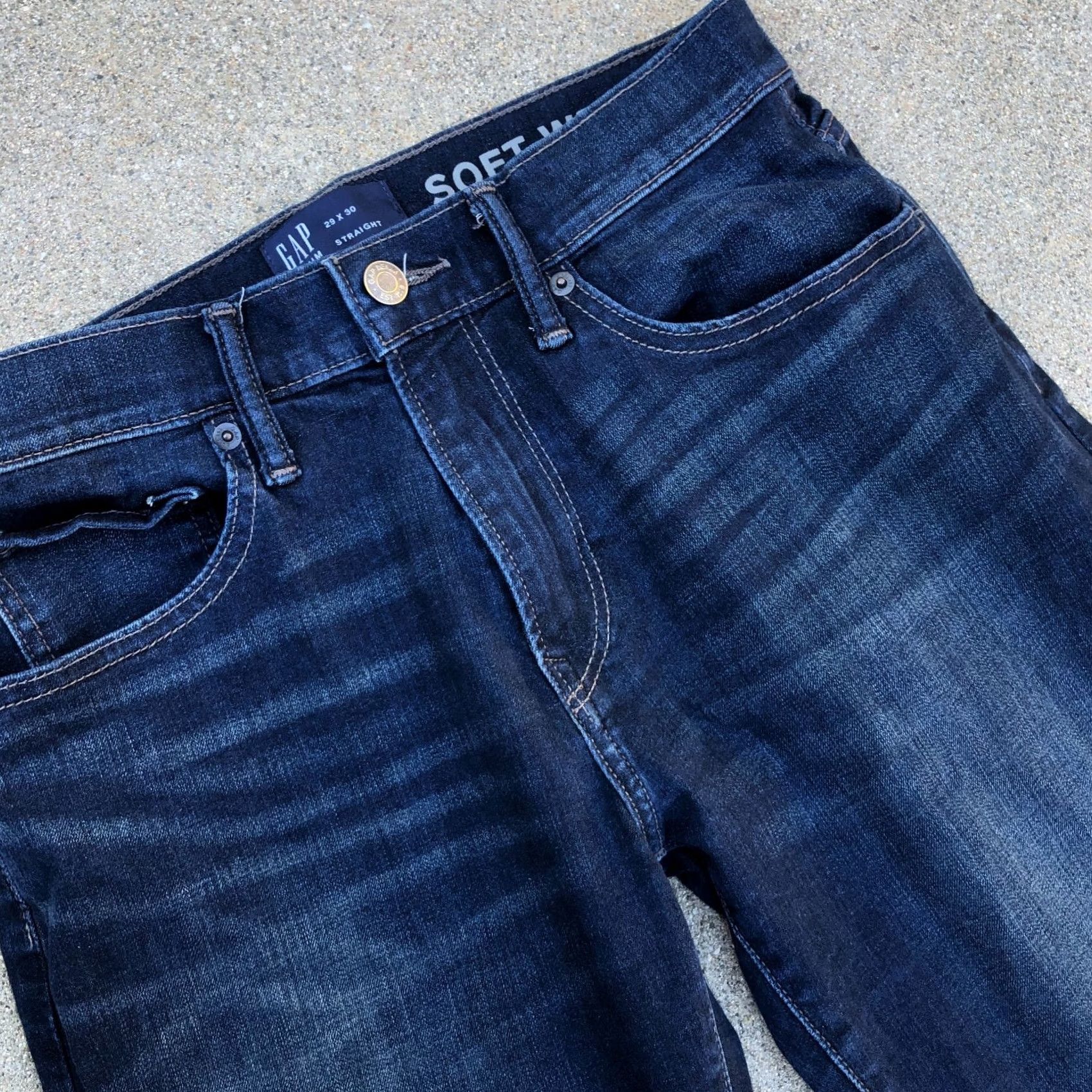 Gap GAP Denim Jeans Mens 29 x 30 Dark Wash Straight Leg Denim Pants Blue Regular Size 29 Mens Jeans Size US 29 - 2 Thumbnail