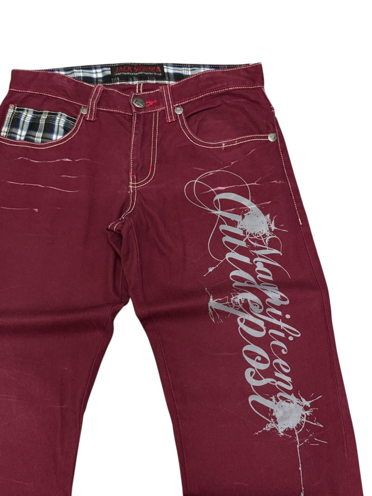Hysteric Glamour Vintage Jack Serika Burgundy Jeans Streetwear Japan Style Size US 29 - 5 Thumbnail
