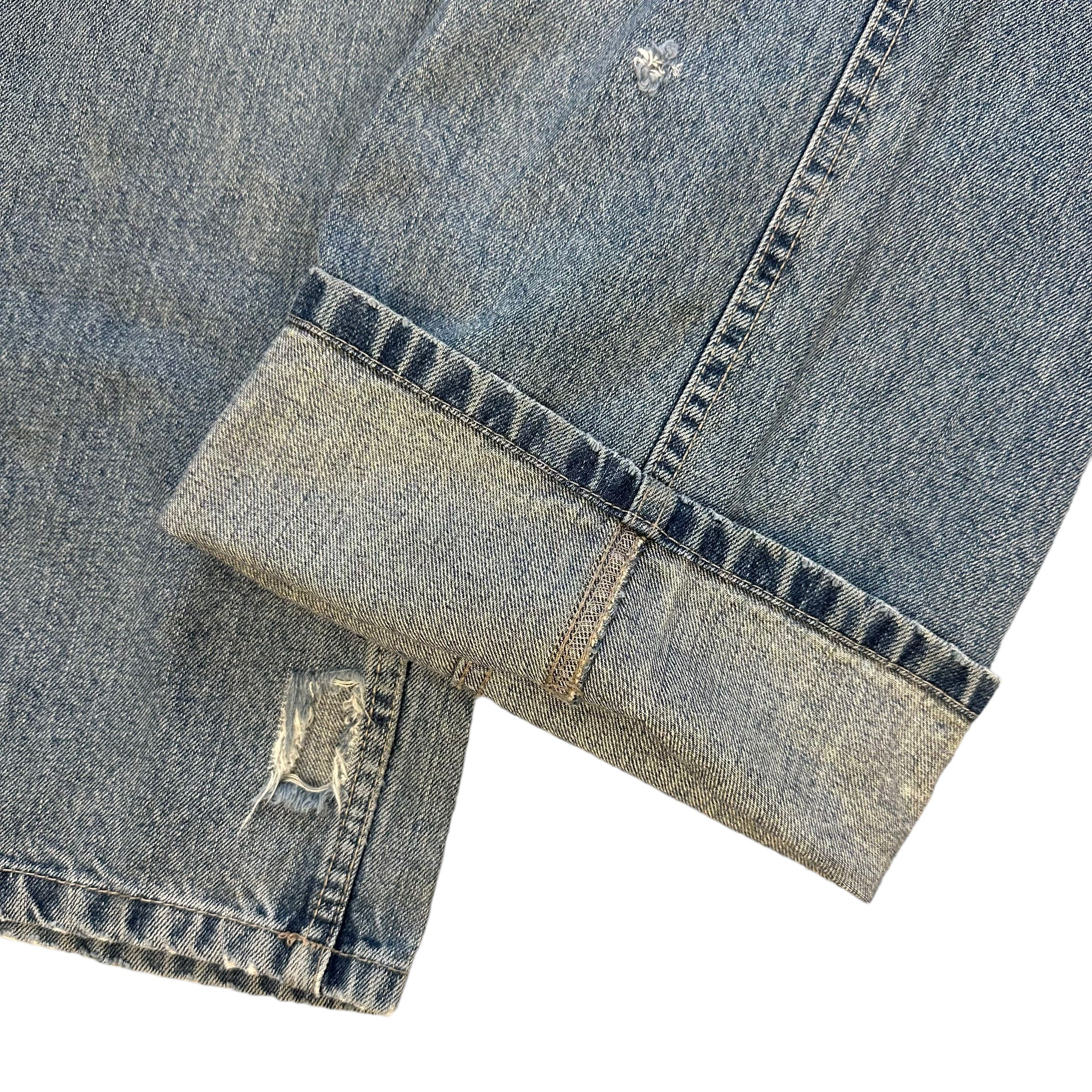 Vintage TRASHED🔥 CARPENTER LIGHT WASH DENIM PANTS #7456-147 Size US 33 - 13 Thumbnail