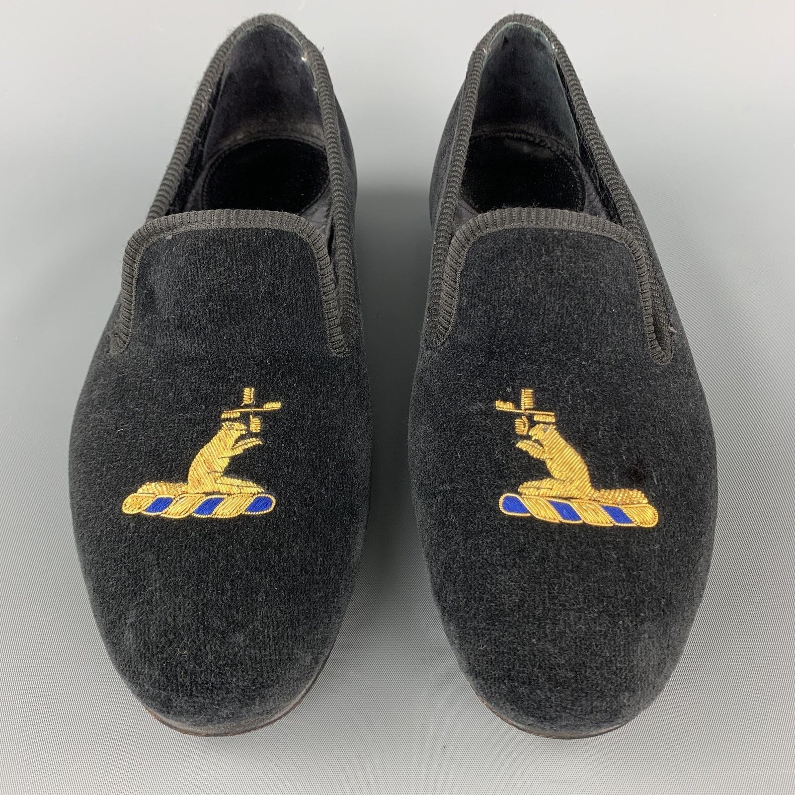 Custommade CUSTOM MADE Size 8 Black Embroidery Velvet Slippers Loafers Size US 8 / EU 41 - 4 Thumbnail