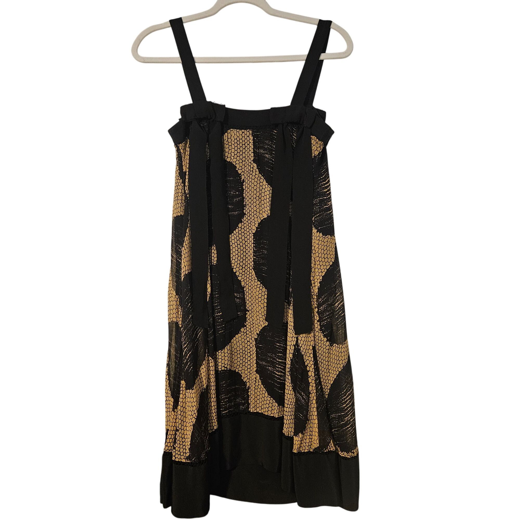 Diane von Furstenberg DVF Nightingale Silk Mini Dress 0 Babydoll Black Gold Dots C Size XS / US 0-2 / IT 36-38 - 4 Thumbnail