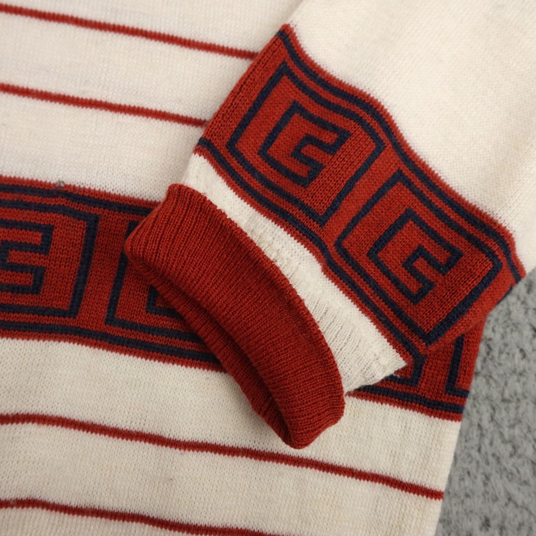 Vintage Private Image Geometric Wool Blend Sweater Mens Large Brown Crew Neck Knit Pullover Vintage 90s Retro All Seasons Size US L / EU 52-54 / 3 - 6 Thumbnail