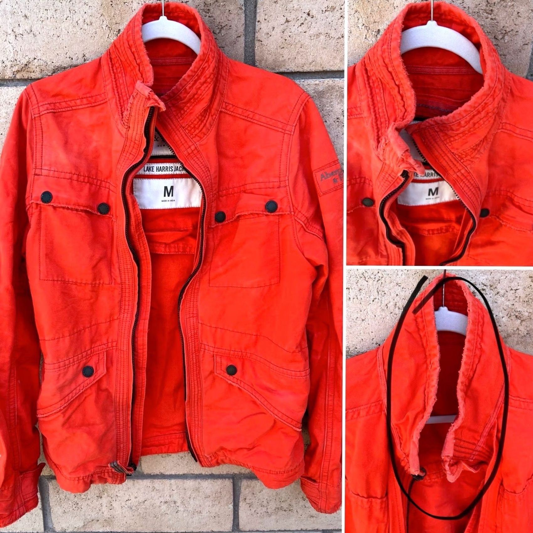 Abercrombie & Fitch Abercrombie & Fitch Orange Military Moto Utility Jacket Mens M Size US M / EU 48-50 / 2 - 5 Thumbnail