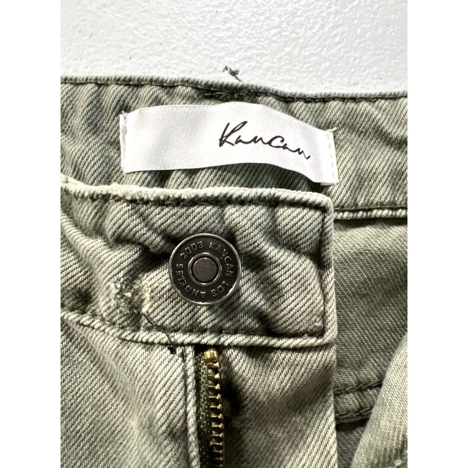 Vintage VINTAGE KanCan Denim Shorts Olive Green Fringe Cut-Off 28 Womens Jeans NWT Size 28" / US 6 / IT 42 - 2 Thumbnail