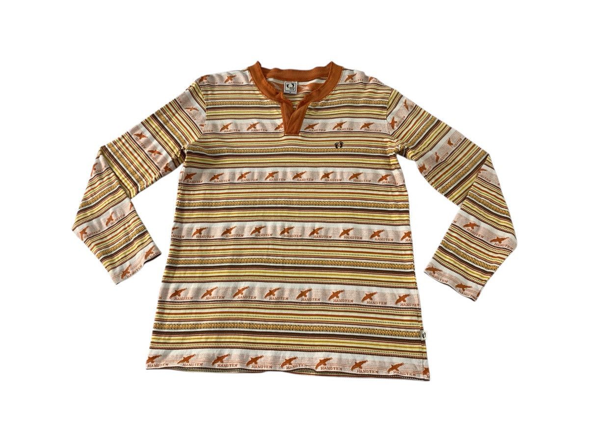 Hang Ten 90s Hang Ten Henley Neck Longsleeve Striped Tee Tshirt Size US M / EU 48-50 / 2 - 1 Thumbnail