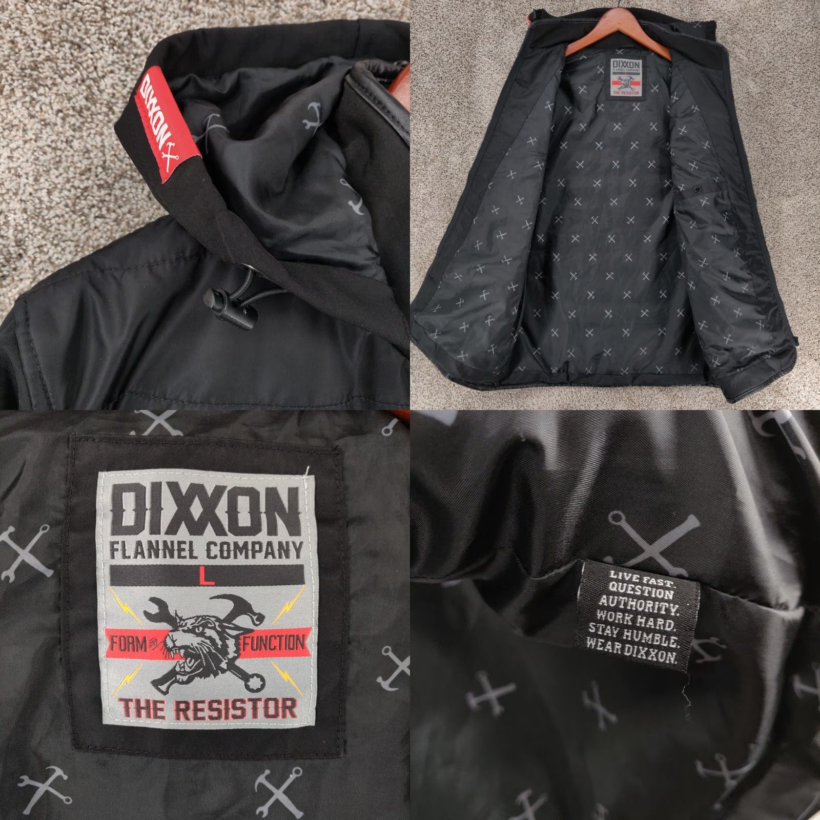 Vintage Dixxon The Resistor Jacket Mens Large L Black Puffer Full Zip Hoodie Hooded Size US L / EU 52-54 / 3 - 8 Thumbnail