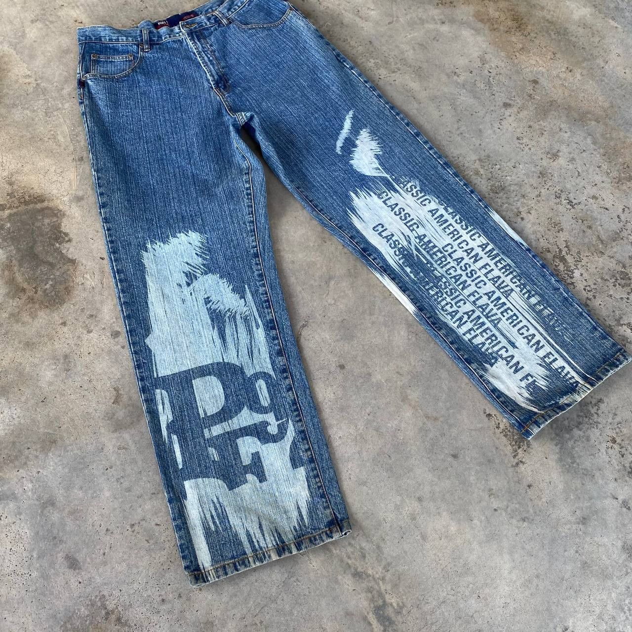 Phat Farm × Vintage VINTAGE 1992 PHAT FARM LOOSE CLASSIC AMERICAN FLAVA PAINTED Size US 35 - 10 Thumbnail