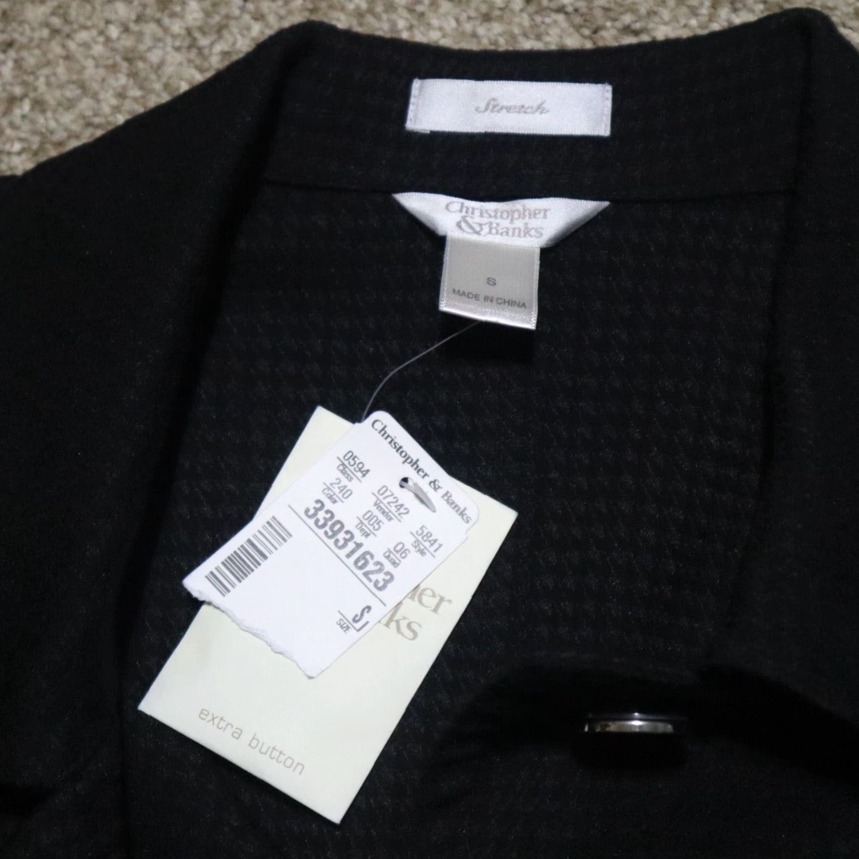 Vintage Christopher & Banks Women's Black Cotton Button Up Jacket Coat Size S Small Size S / US 4 / IT 40 - 3 Thumbnail