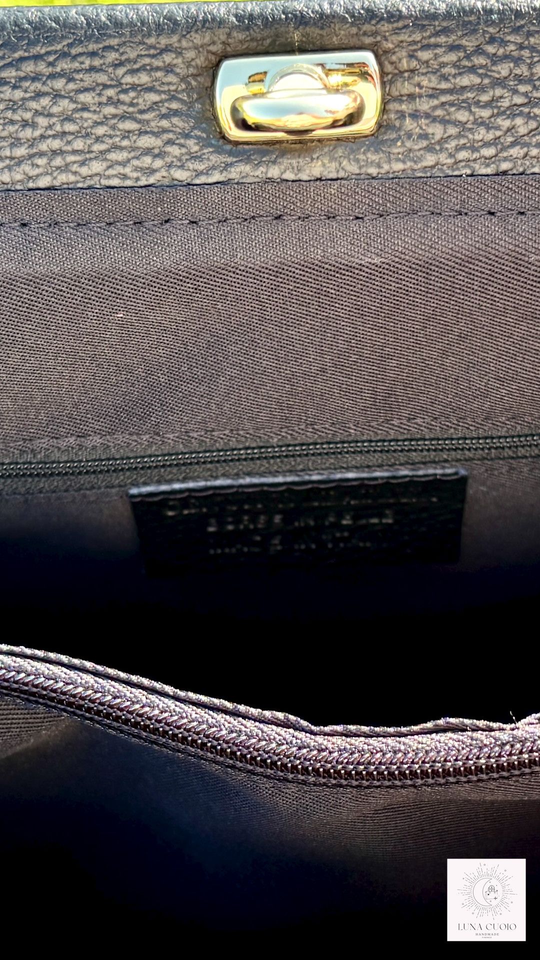 Vera Pelle Elegant Black Bag Leather Tote From Florence Size ONE SIZE - 9 Thumbnail