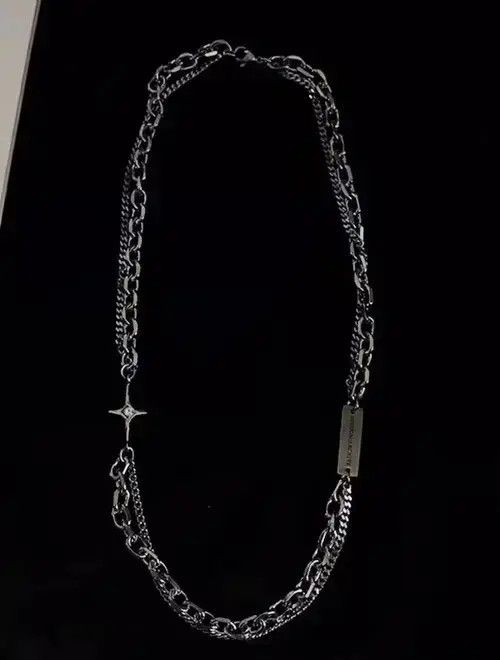 Kodone Retro punk double chain necklace aesthetic Size ONE SIZE - 4 Thumbnail