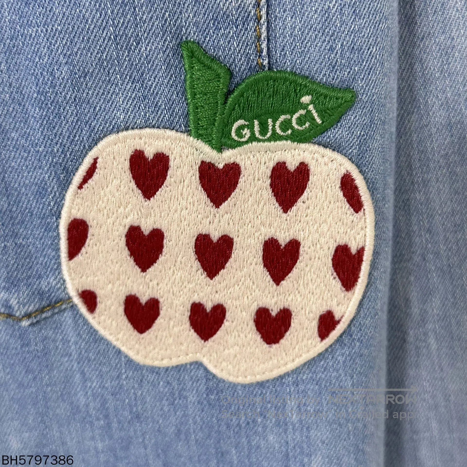 Gucci apple logo embroidered denim shirt jacket. Size US M / EU 48-50 / 2 - 2 Thumbnail