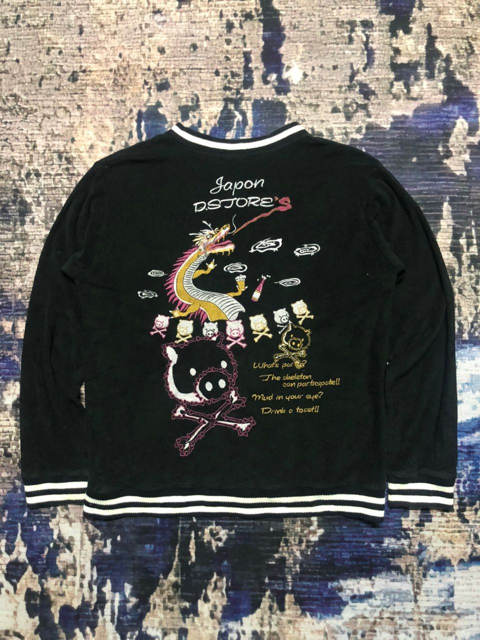 Japanese Brand Drug Store Sukajan Velvet Sweater Embroidered Print Size US M / EU 48-50 / 2 - 1 Thumbnail