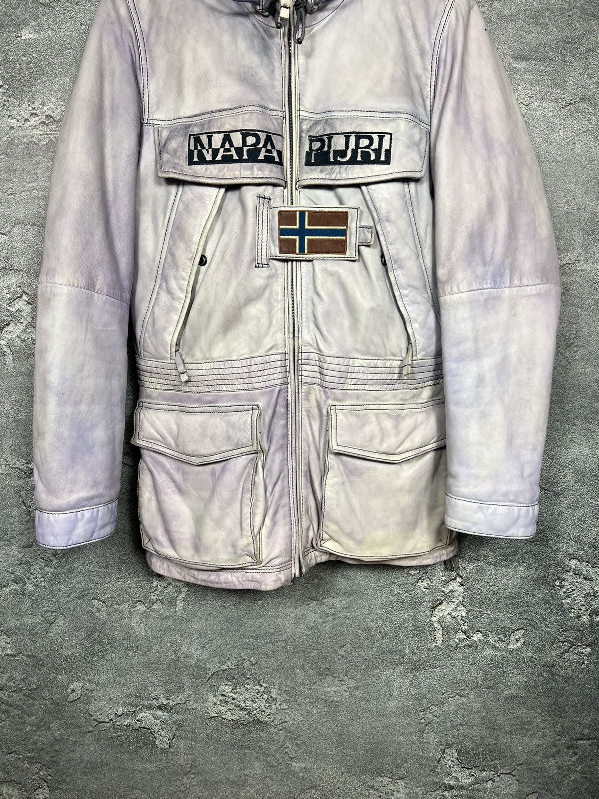 Napapijri Rare Napapijri 100% Leather Down Jacket Parka Size S Size S / US 4 / IT 40 - 3 Thumbnail