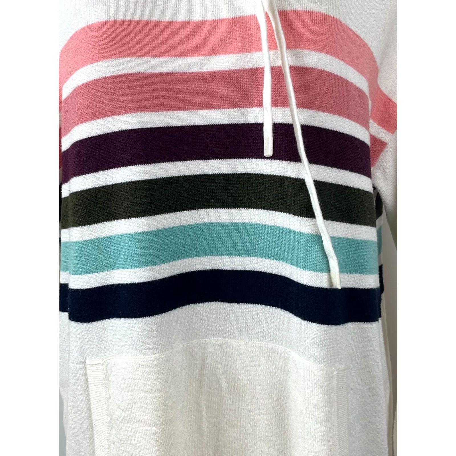 Talbots Talbots Hoodie Womens Large Cream Multicolor Striped Pullover Knit Sweater Size L / US 10 / IT 46 - 6 Thumbnail