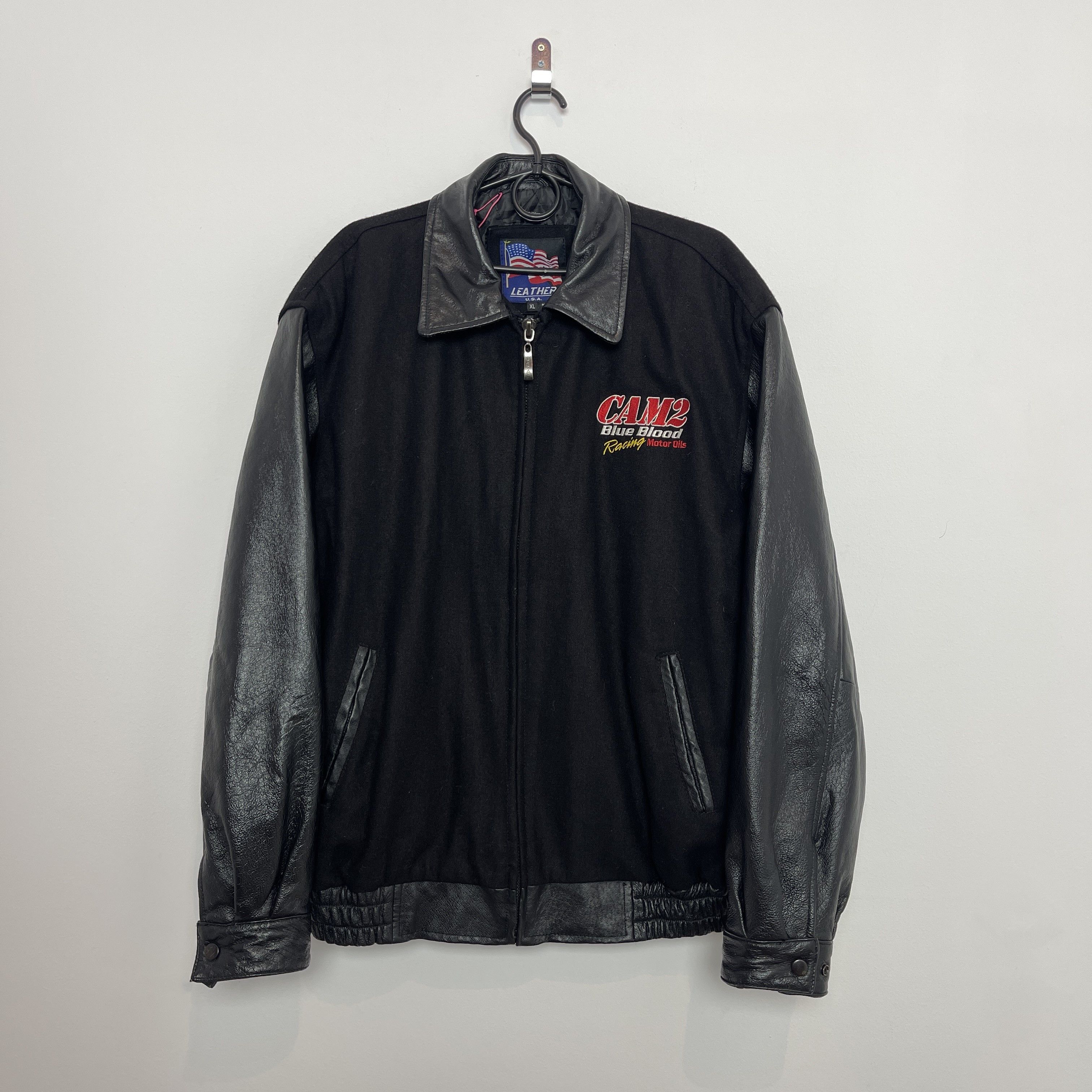 Bomber Jacket Varsity Jacket Vintage 90s Leather Racing Varsity