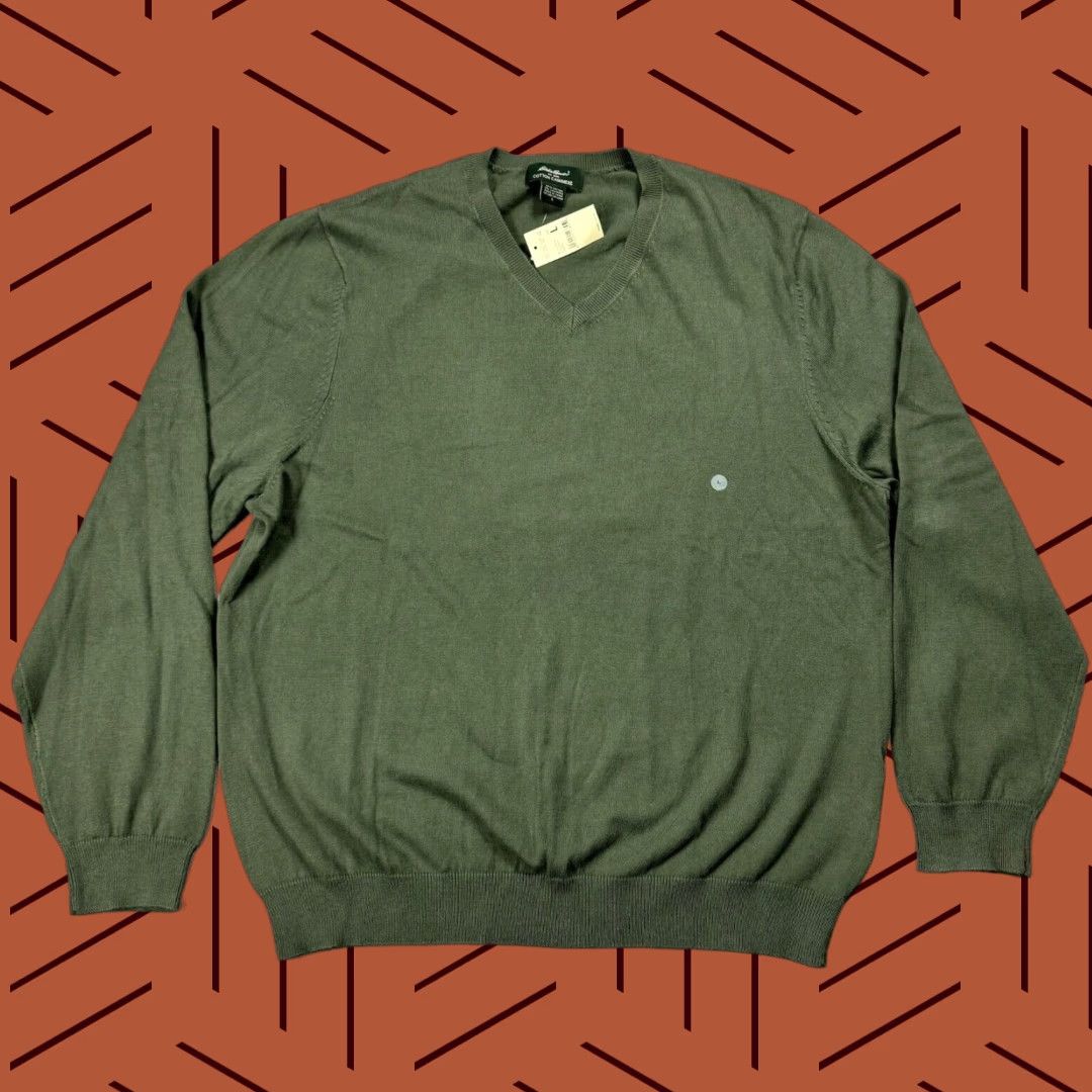 Eddie Bauer EDDIE BAUER Men’s Sweater Pullover Knit Cashmere Cotton V-Neck Long Sleeve Gray L Regular - Preppy Classic Outdoor Golf Style Size US L / EU 52-54 / 3 - 1 Thumbnail